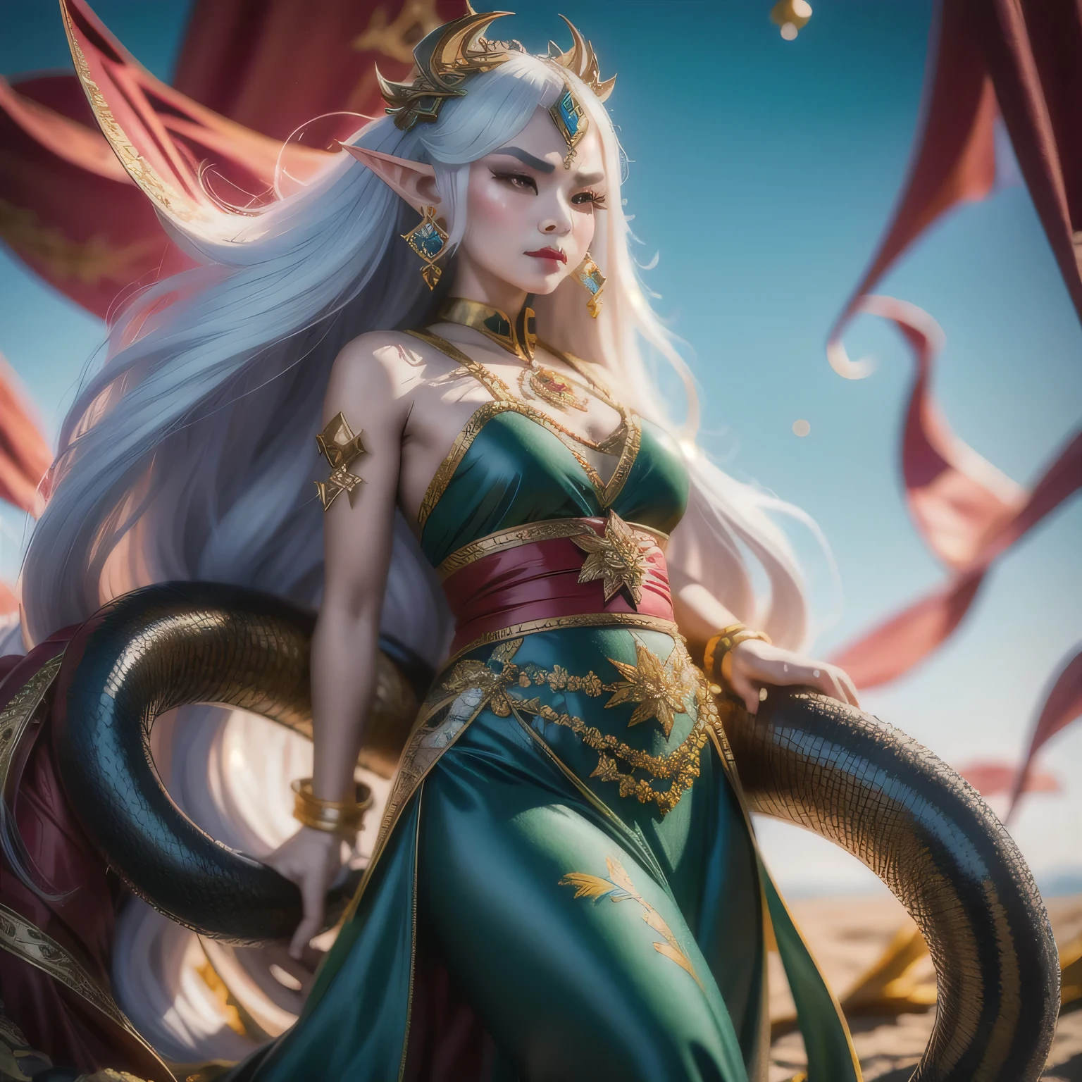 there is a mermaid with long hair and a crown on her head, portrait of mermaid warrior, the dragon girl portrait, beautiful and elegant elf queen, elf queen, mystical atlantean valkyrie, beautiful female gorgon,anime girl with long hair and red belt posing in front of a sky, beautiful digital artwork, 2. 5 d cgi anime fantasy artwork, trending on cgstation, 4k highly detailed digital art, cgsociety and fenghua zhong, digital fantasy art ), artwork in the style of guweiz, epic fantasy digital art style， white horns queen demon, portrait of an elf queen, elf princess, queen of winter, portrait of mermaid queen, portrait of very beautiful elf, sha xi, （（1 girl））, solo