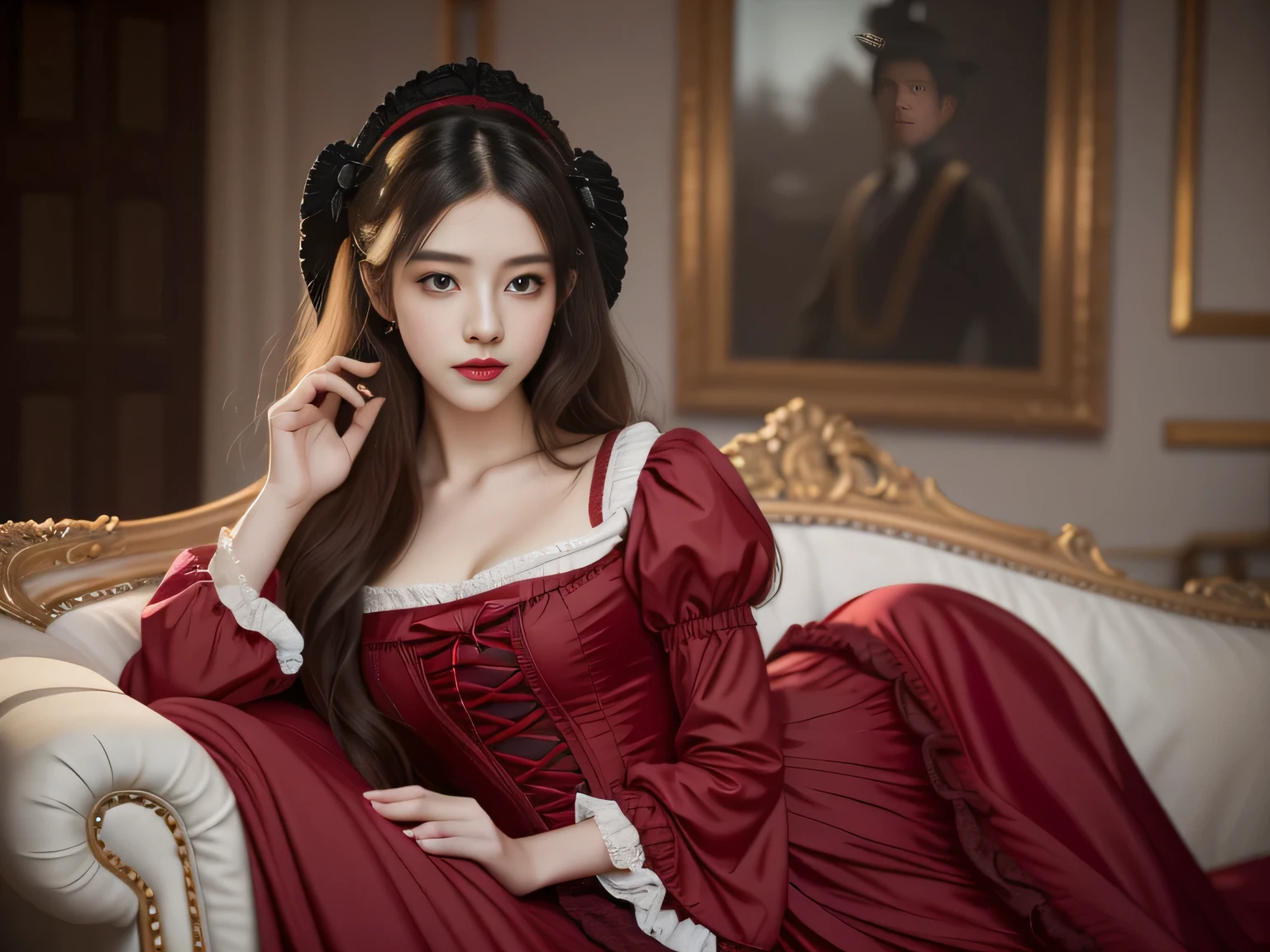 The Queen of Hearts rides in her cradle into her room