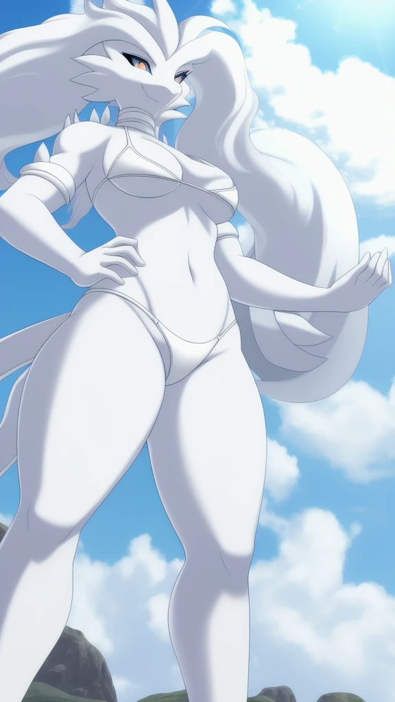 Reshiram, anthropology,Wear a white bikini, Giantess, A little bit of everything