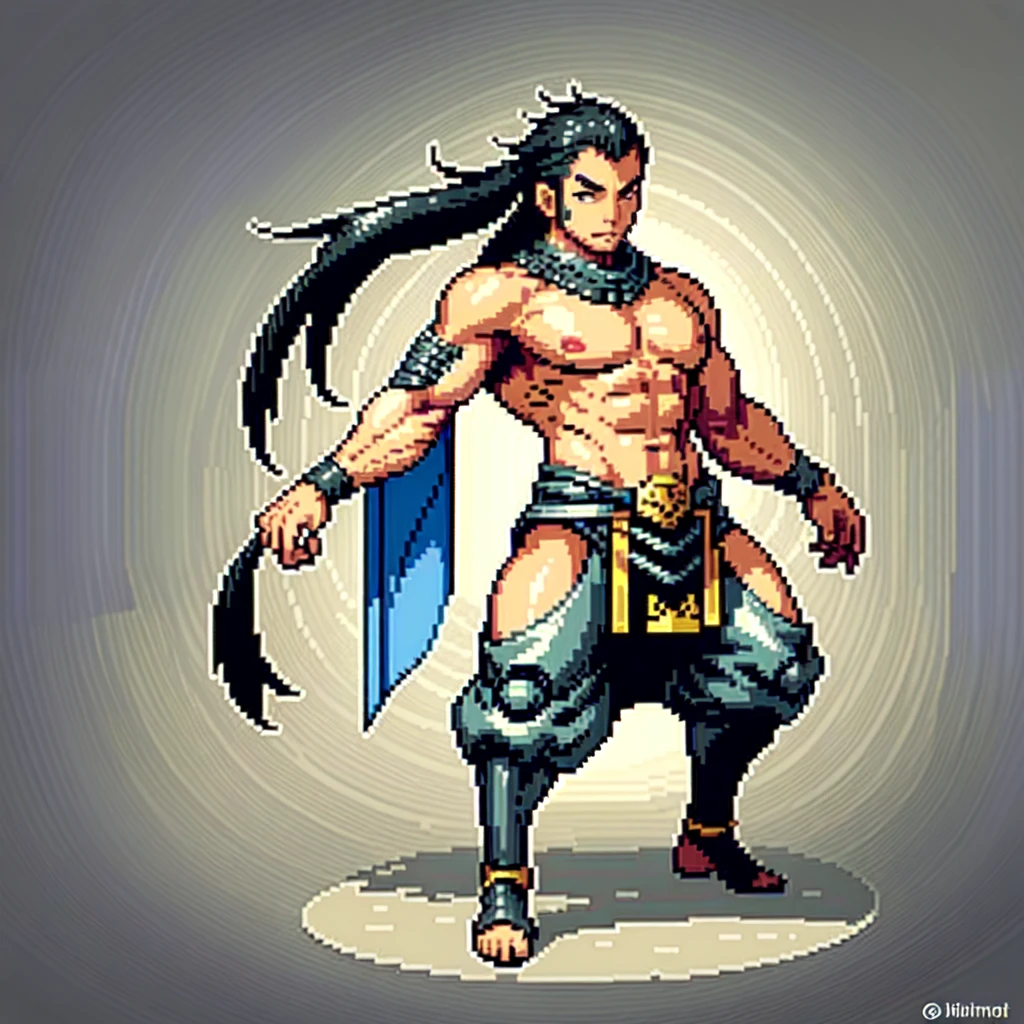 (masterpiece, top quality, best quality), pixel,pixel art,1man, chinese warrior,full body