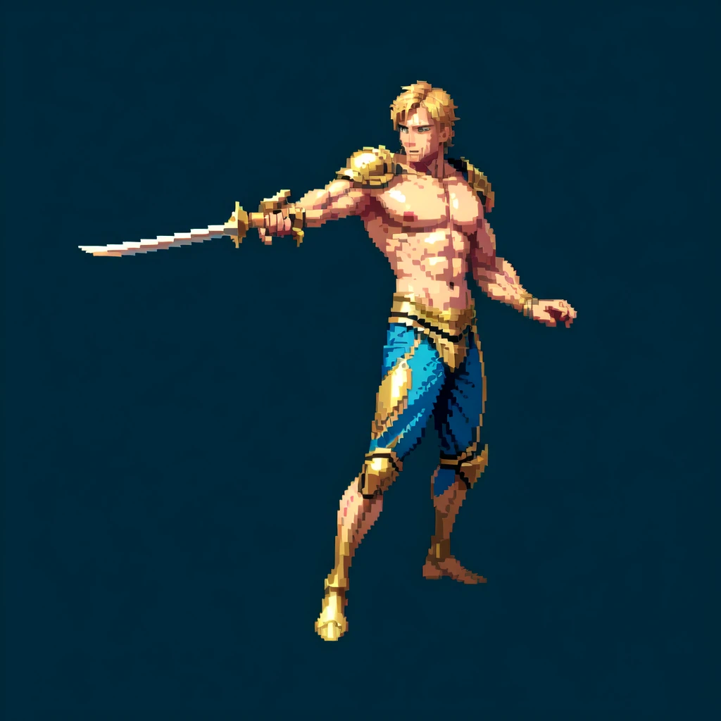 (masterpiece, top quality, best quality), pixel,pixel art,1man,muscle,armor,hold a sword,full body