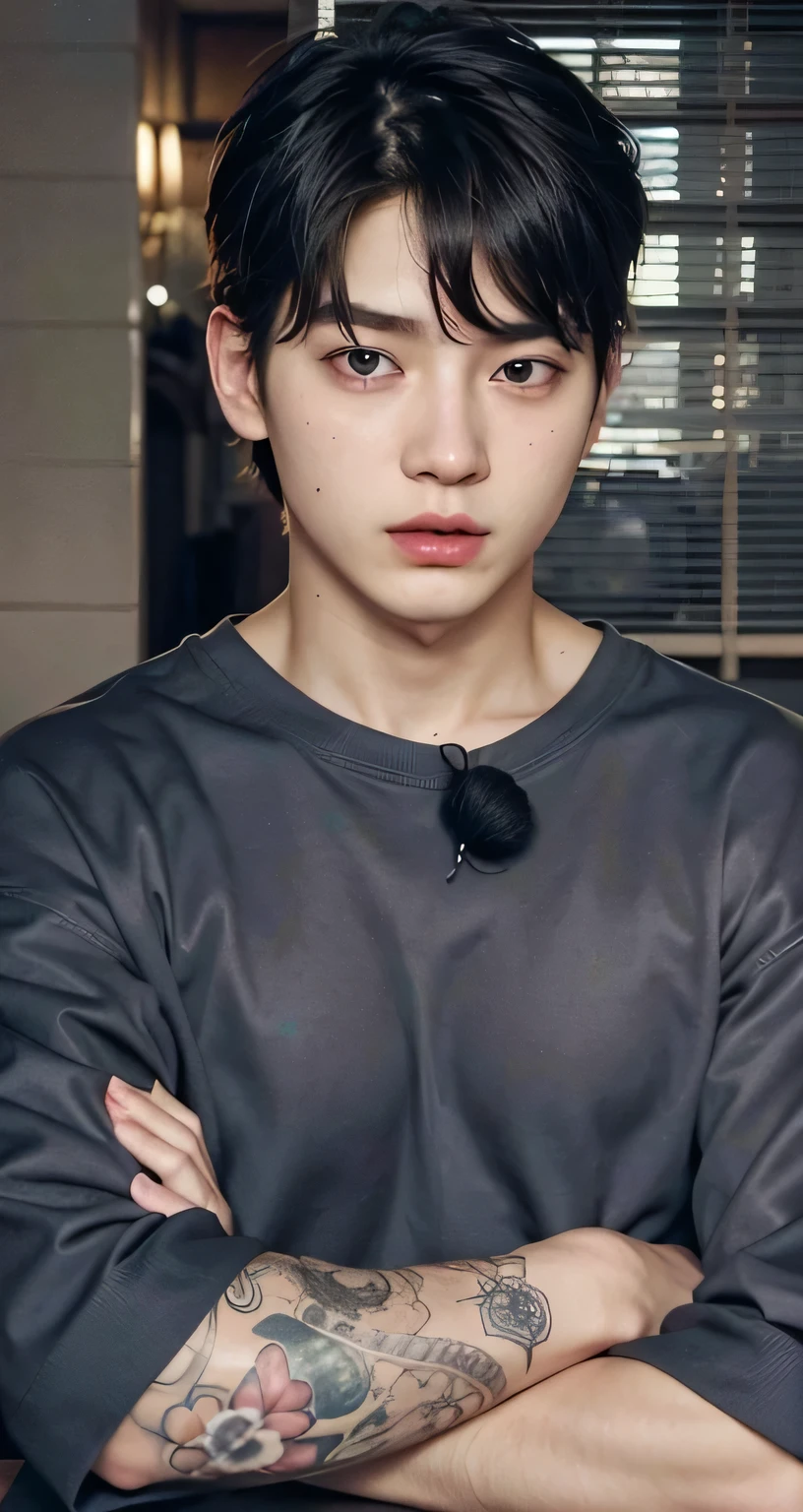 there is a man sitting at a table with a hairbrush in his hand, Jungkook, xqc, Taehyung comendo batatas fritas Gucci, your palms are sweaty, adorable and pale korean face, cai xukun, lv, brilhante da chuva, ele tem cerca de 30 anos, ele tem cerca de 3 0 anos, giga chad chorando, hyung tae, Tae June Kim
