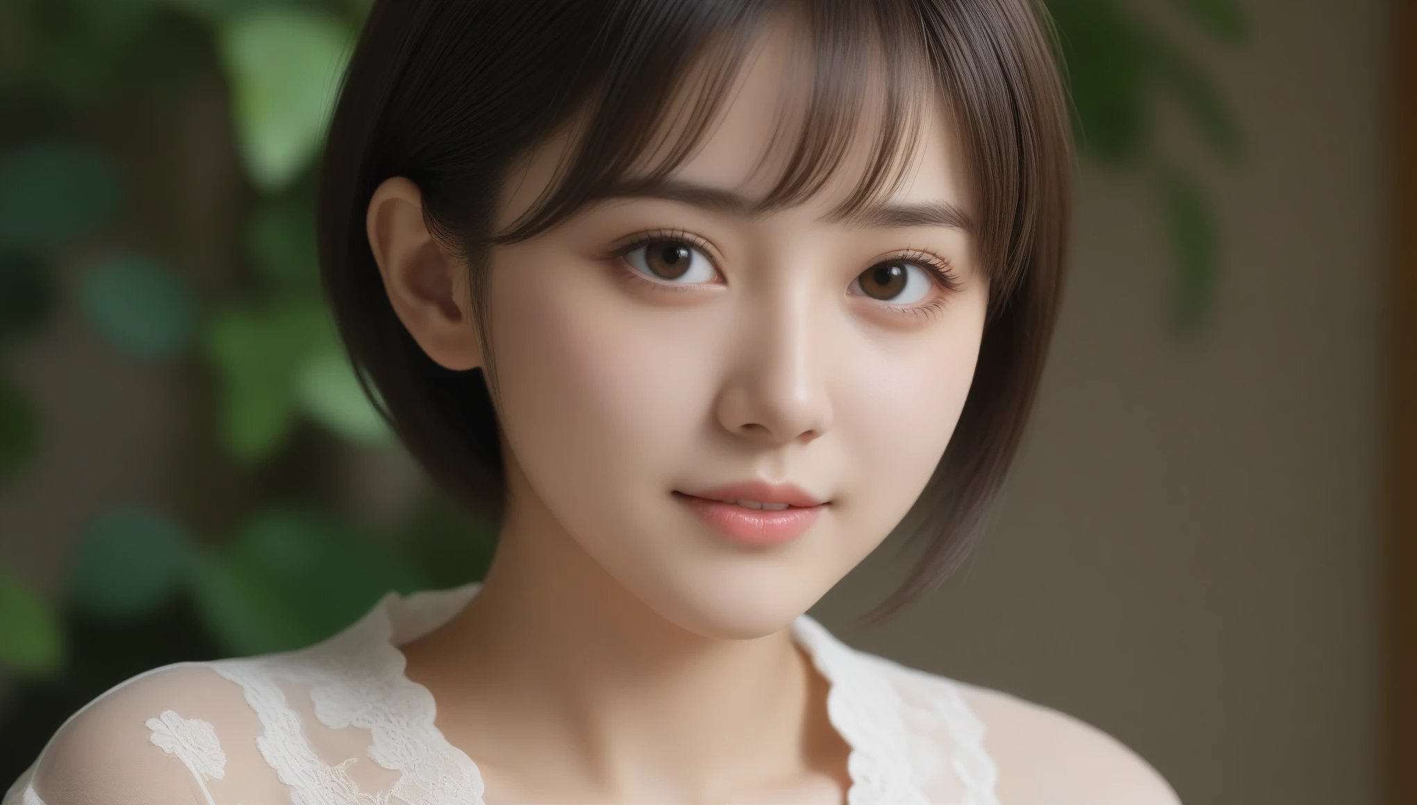 8K, Ultra-high resolution, highest quality, masterpiece, Surreal, photograph, 1 girl, (16 years old:1.3), pretty girl, Cute face, Beautiful eyes in every detail, (short hair:1.2),(Wearing a blouse:1.2),1 girl,Japanese,21 years old,(Small breasts:1.3),(highest quality,masterpiece:1.3,超A high resolution,),(非常にdetailed,Caustics),(Photorealistic:1.4,RAW shooting,)Ultra-Realistic Capture,非常にdetailed,High resolution 16K human skin closeup。 Natural skin texture、簡単に識別できるほどdetailedでなければならない。 Skin tone is even and healthy looking。 Use natural light and color, Sad expression, Looking at the camera, Perfect dynamic composition, My Room, A scene from the movie is visible 、Look at the audience、beauty,Long neck、Smile a little、Please close your mouth and laugh、(((Ideal body proportions))),A cup small breasts :2,、Portraiture:2、Perfect Anatomy、Vivid details、detailed、Surreal、Light and shadow,Strong light,Fashion magazine cover,Thin lips