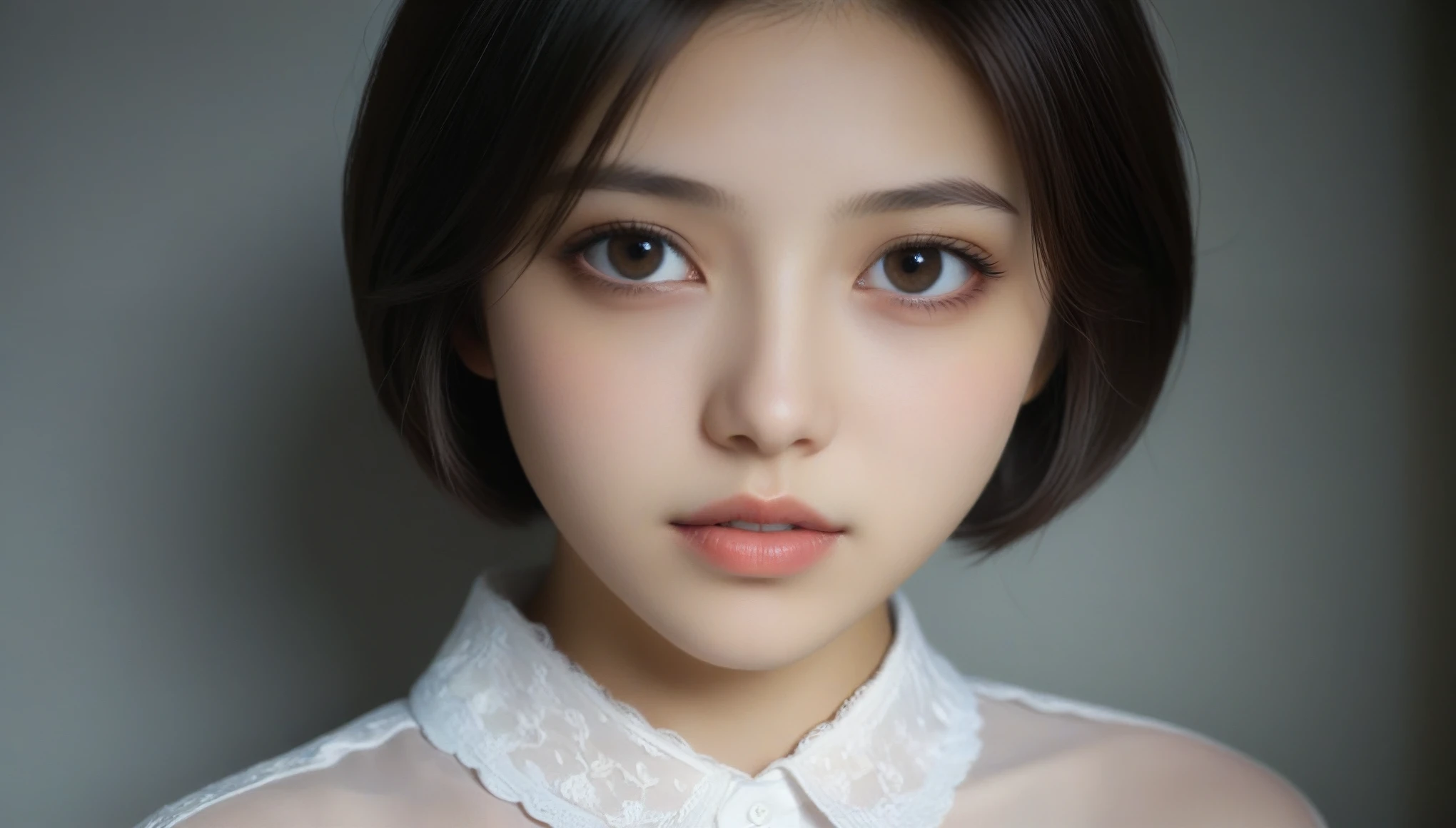 8K, Ultra-high resolution, highest quality, masterpiece, Surreal, photograph, 1 girl, (************:1.3), pretty girl, Cute face, Beautiful eyes in every detail, (short hair:1.2),(Wearing a blouse:1.2),1 girl,Japanese,21 years old,(Small breasts:1.3),(highest quality,masterpiece:1.3,超A high resolution,),(非常にdetailed,Caustics),(Photorealistic:1.4,RAW shooting,)Ultra-Realistic Capture,非常にdetailed,High resolution 16K human skin closeup。 Natural skin texture、簡単に識別できるほどdetailedでなければならない。 Skin tone is even and healthy looking。 Use natural light and color, Sad expression, Looking at the camera, Perfect dynamic composition, My Room, A scene from the movie is visible 、Look at the audience、beauty,Long neck、Smile a little、Please close your mouth and laugh、(((Ideal body proportions))),A cup small breasts :2,、Portraiture:2、Perfect Anatomy、Vivid details、detailed、Surreal、Light and shadow,Strong light,Fashion magazine cover,Thin lips