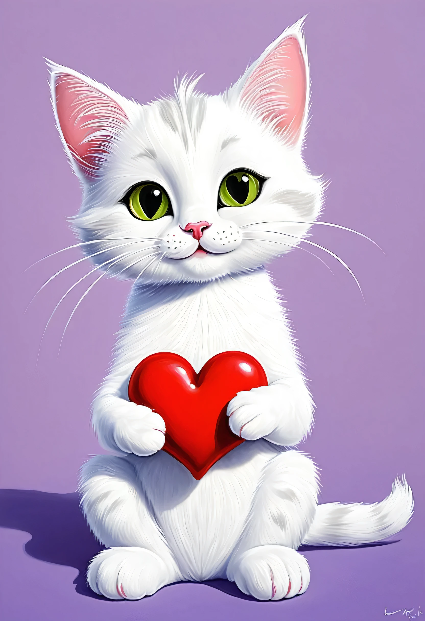 Cartoon cat with a heart on its paw, Painting by Kin'ichiro Ishikawa, Shutterstock, Folk art, a Cute cat, cute cat, Cartoon style cute, Cute cat, the cat is smiling, 2995599206, anime visual of a Cute cat, there is nothing, Anime Cat, Cute cartoon