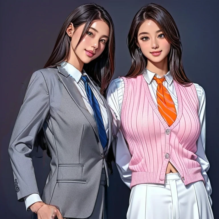 Dark grey suit sleeves、Navy blue tie