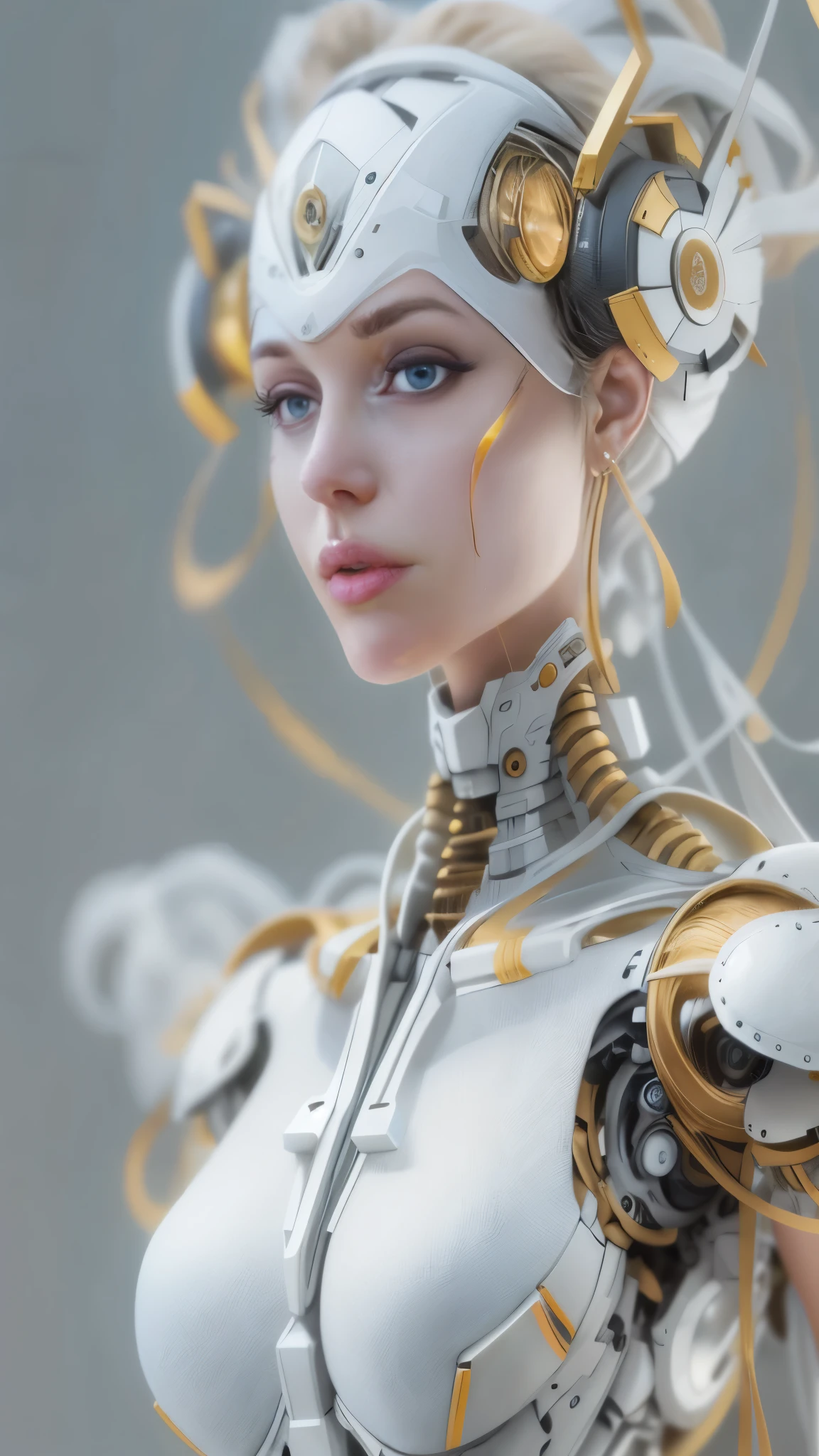 Mechanical mal girl , couleurs blanches, perfect mal girl , Delicate, hyper HD, Backgrounid blanc, UHD, Masterpiece, ccurate, super detail, High quality, 16k