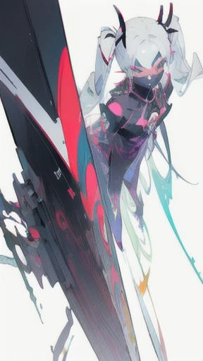 magazine,leaning buck with hands out in the air,girl from below view、succubus, twin tail hair, relax, ((((masterpiece)))), very_high_resolution, high quality, full color, large_filesize, illust,(flat color:1.5),(colorful),various angles, various poses, different angles, different poses,