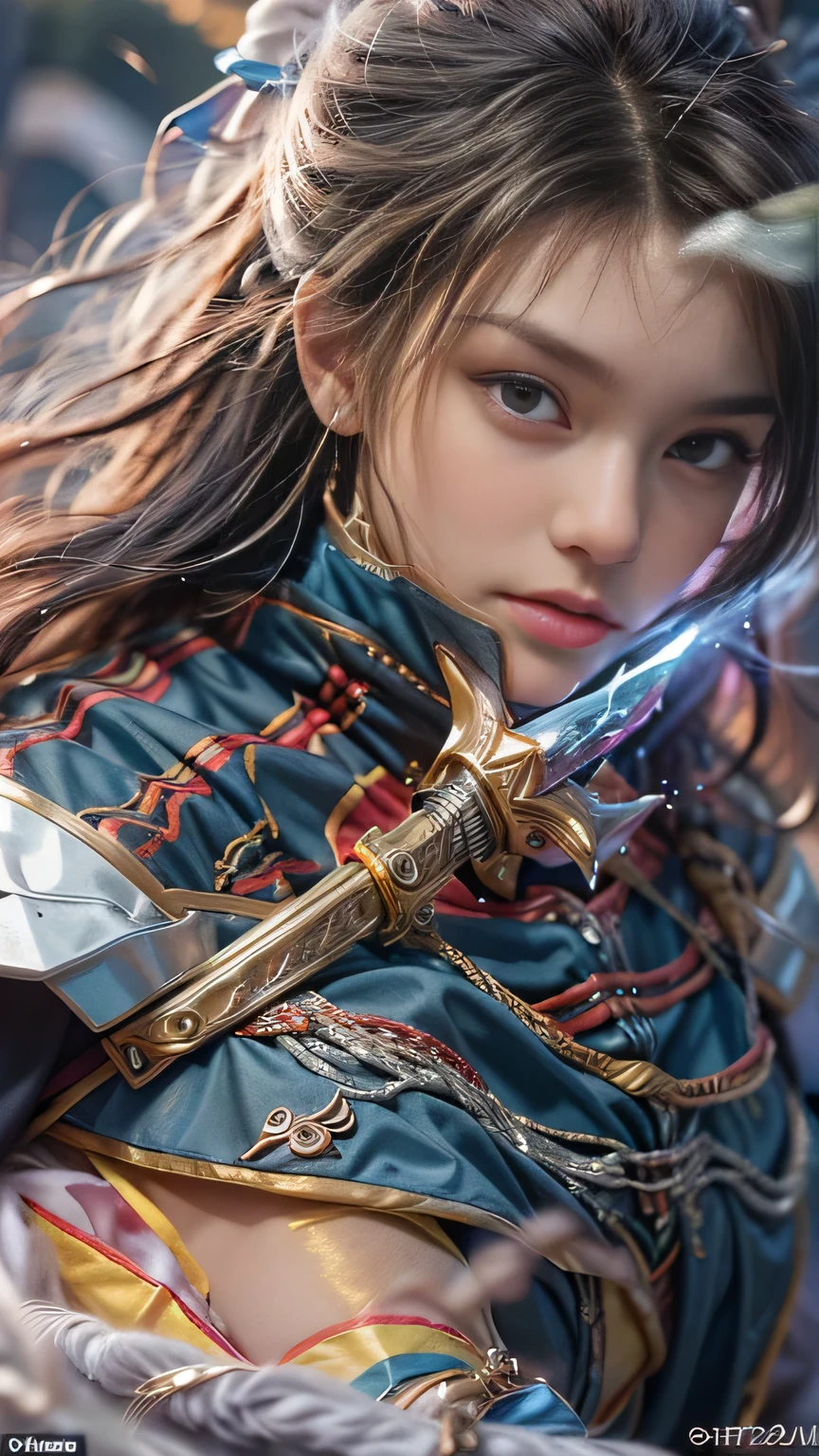 (RAW shooting, Photoreal:1.5, 8k, highest quality, masterpiece, ultra high resolution), Sengoku, Fire, Wars flaring up everywhere:1.3, perfect dynamic composition:1.2, Highly detailed skin and facial textures:1.2, Slim female samurai with a sharp katana sword:1.3, Fight:1.2, beautiful and aesthetic, cute and sexy beauty, perfect style:1.2, wear elaborate rings, fire, water, Wind, thunder, ice, Fair skin, very beautiful face, (Medium chest, Chest gap), (embarrassing smile, The expression on your face when you feel intense caress, Facial expression when feeling pleasure), (Wearing a sexy Sengoku uniform:1.1, off shoulder), (beautiful blue eyes, Eyes that feel beautiful eros:0.8), (Too erotic:0.9, Bewitching:0.9), full body shot