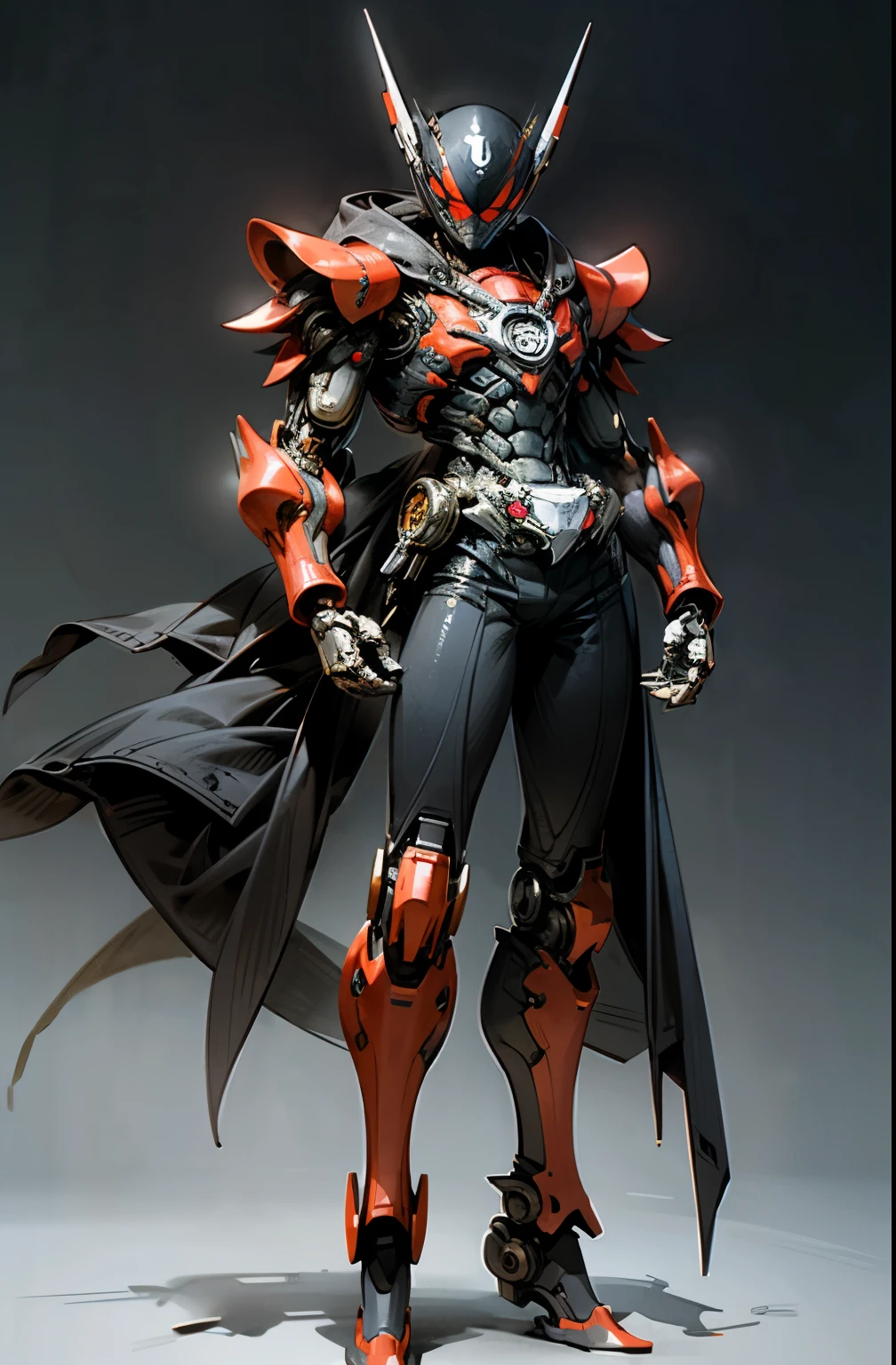 spider、Kamen Rider、Dark_Fantasy、cyberpunked、1 Mammonical Marvel、Robotic presence、Cybernetic Guardian、Mechanical Armor、katana on hip、Absolutely stunning art、、Highest quality art、Top resolution、ultra-detailliert、black and red、A futuristic、Spider-Man Robot、ambiance、8k、k、HD、unparalleled masterpiece ever、Dynamic lighting、film like、Magnificent, full body