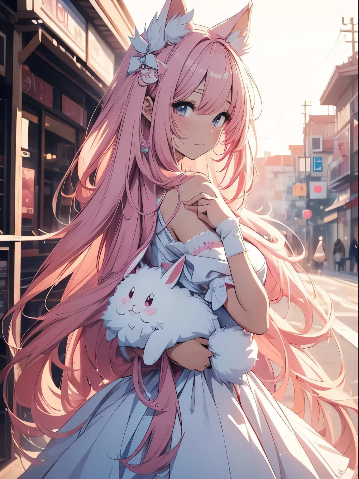 Long pink hair anime girl holding a white rabbit, Cute anime waifu in a nice dress, Anime Art Wallpapers 8K, Anime Wallpaper, 4K Anime Style, anime art wallpaper 4k, anime art wallpaper 4k, Estilo Nice anime, Beautiful Anime Girls, Long Hair Anime, Very beautiful anime cat girl, Nice anime, 4KAnime Wallpaper