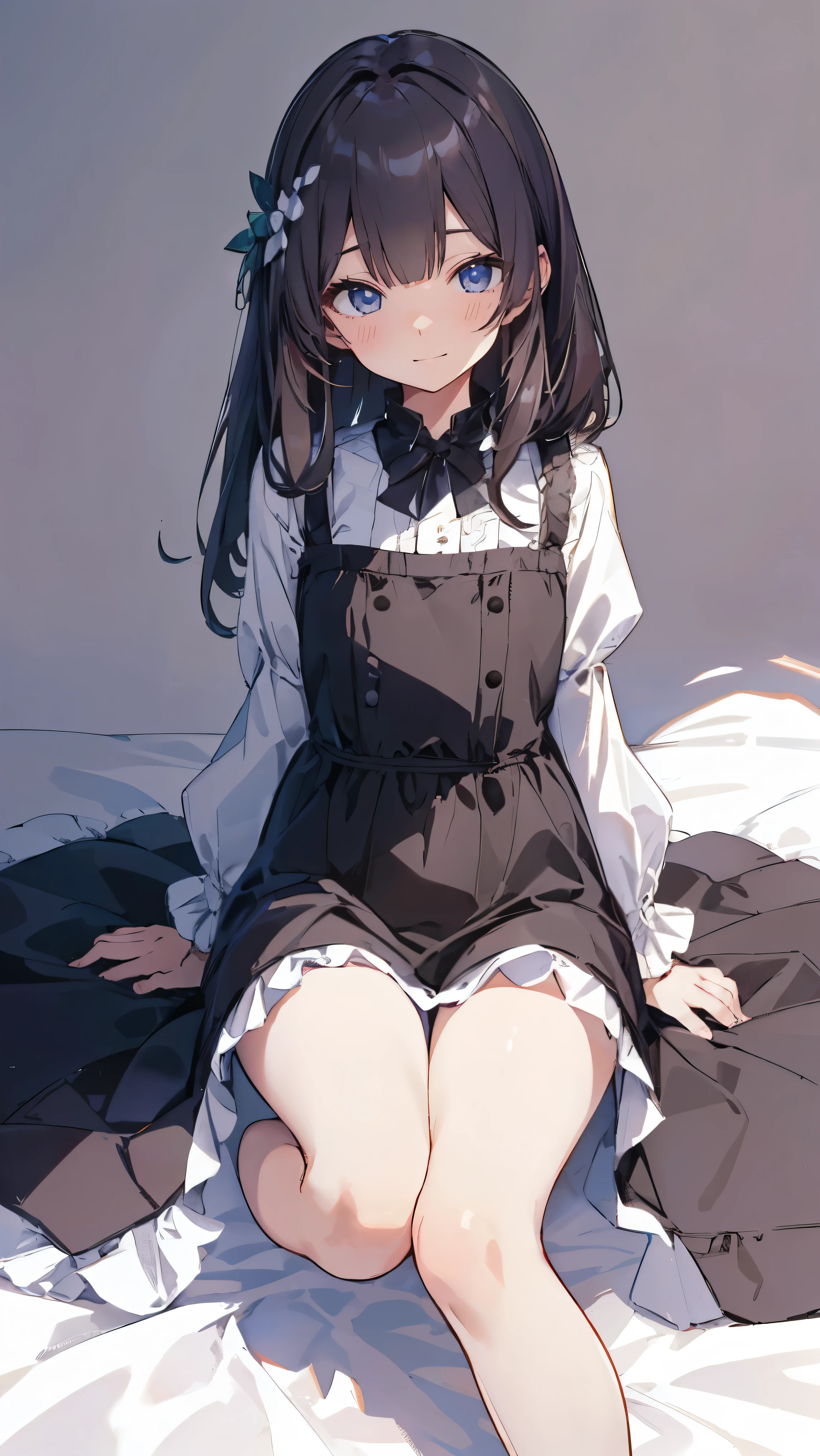 Masterpiece、Highest quality、highest quality、(((Girl)))、((((Petite))))、(smile)、Shiny hair quality、Small face、Lie down、Super detailed, beautiful, wide eyes、Ultra-detailed, clear and beautiful faces、(cute illustration:1.2), High-resolution, ultra-detailed, best quality, embarrassed,Thighs
