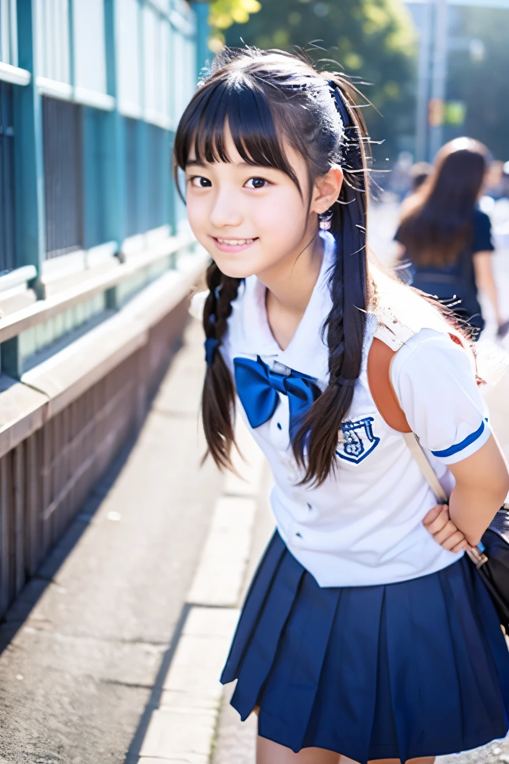 A -yeld hischool student aas an idol、Children&#39;s Day、高校の制服はCleavageが見えるデザイン、Cleavage、Young cute face、Smiling Kindly、whole body、RAW Photos、Genuine、Real、realism、Raw photo、High resolution、Life、No copyright notice