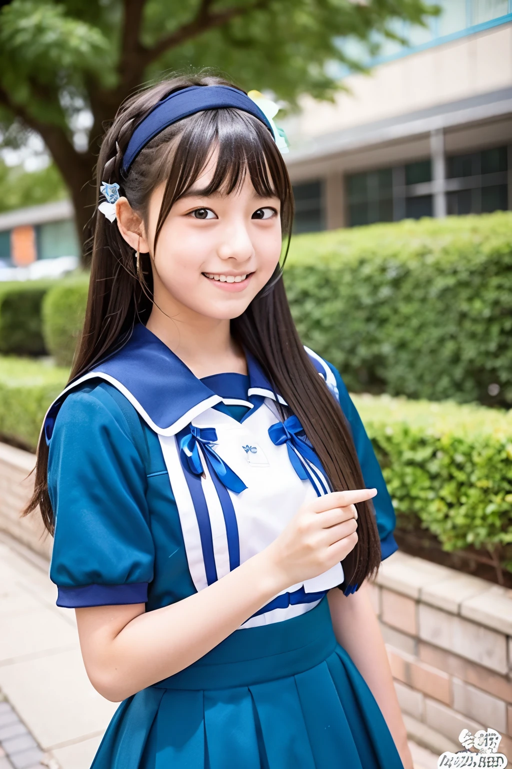 A 16-year-old high school student as cute as an idol、Children's Day、高校の制服はCleavageが見えるデザイン、Cleavage、Young cute face、Smiling Kindly、whole body、RAW Photos、Genuine、Real、realism、Raw photo、High resolution、Life、No copyright notice
