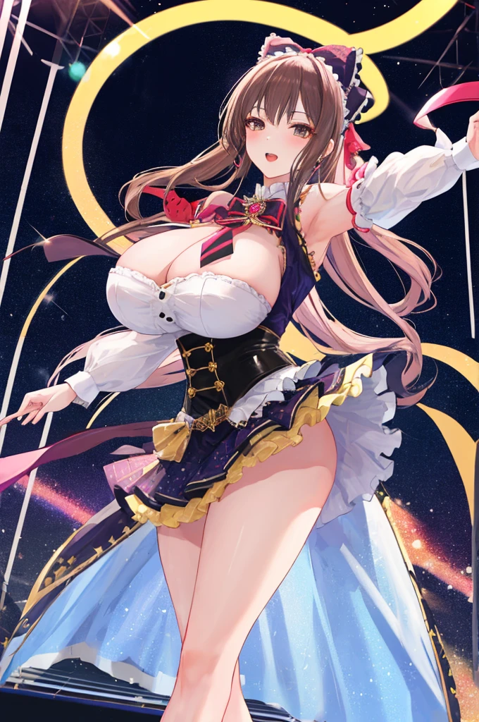 A woman with big ，Gorgeous woman，((Perfect idol))，Lolita skirt，Smooth underbust，Long hair，Exquisite，pubic，Perfect long legs，Performance，Dance，