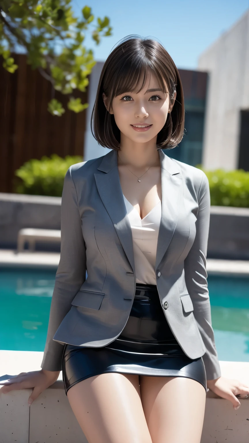 (8k, highest quality, masterpiece: 1.2), (Realistic, Realistic: 1.2), cute, alone, Beautifully defined sky, night, Wet, Audience, (sit: 1.5), date, future,
(Nose brush), (smile: 1.15), Big Breasts, Beautiful Eyes,), (Dark Blonde: 1), (short hair: 1.1), Floating Hair Nova Frog Style,
Grey blazer, Button T-shirt, Black mini skirt, compensate, (8k, RAW Photos: 1.2),
