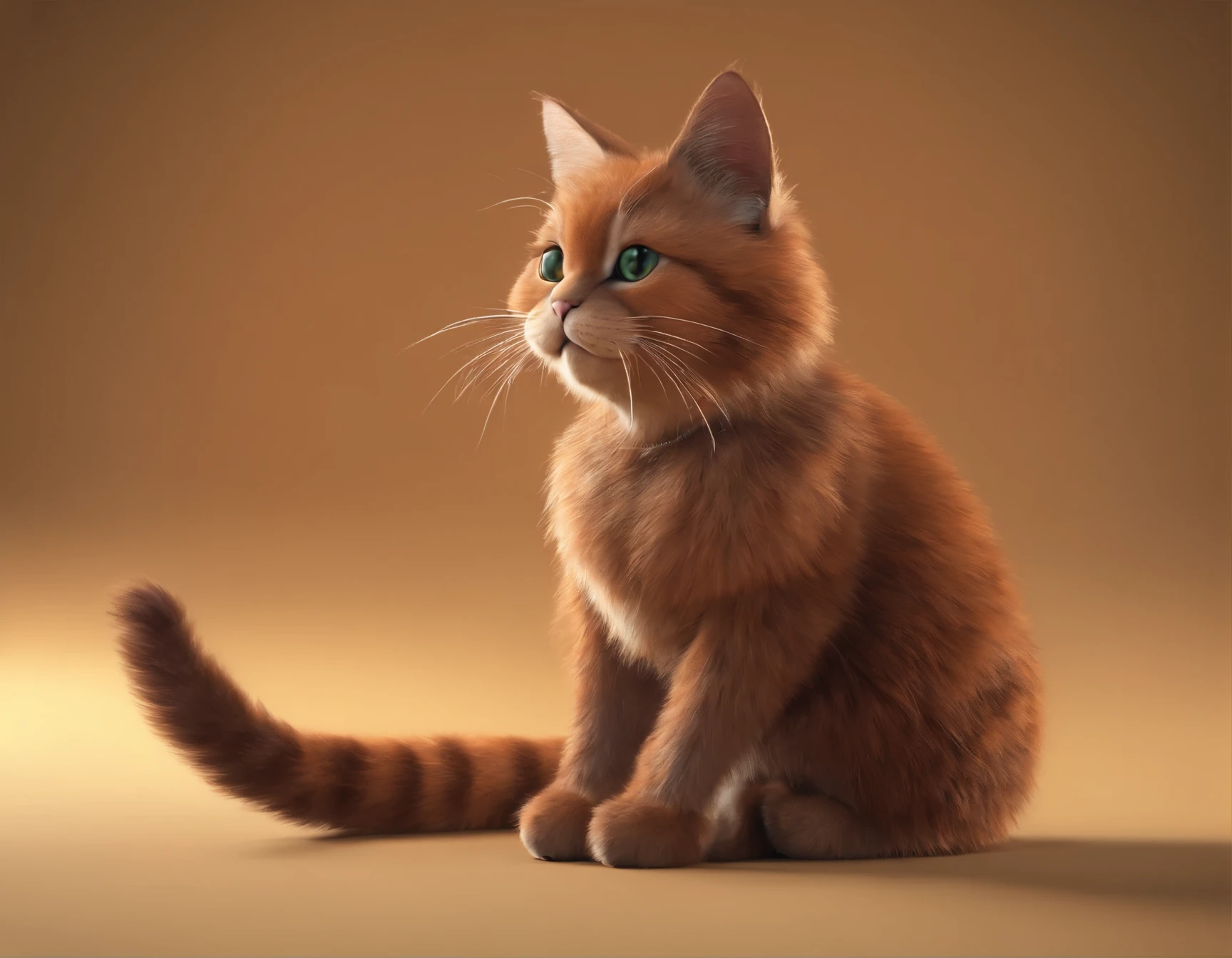 Brown cat with spring whiskers