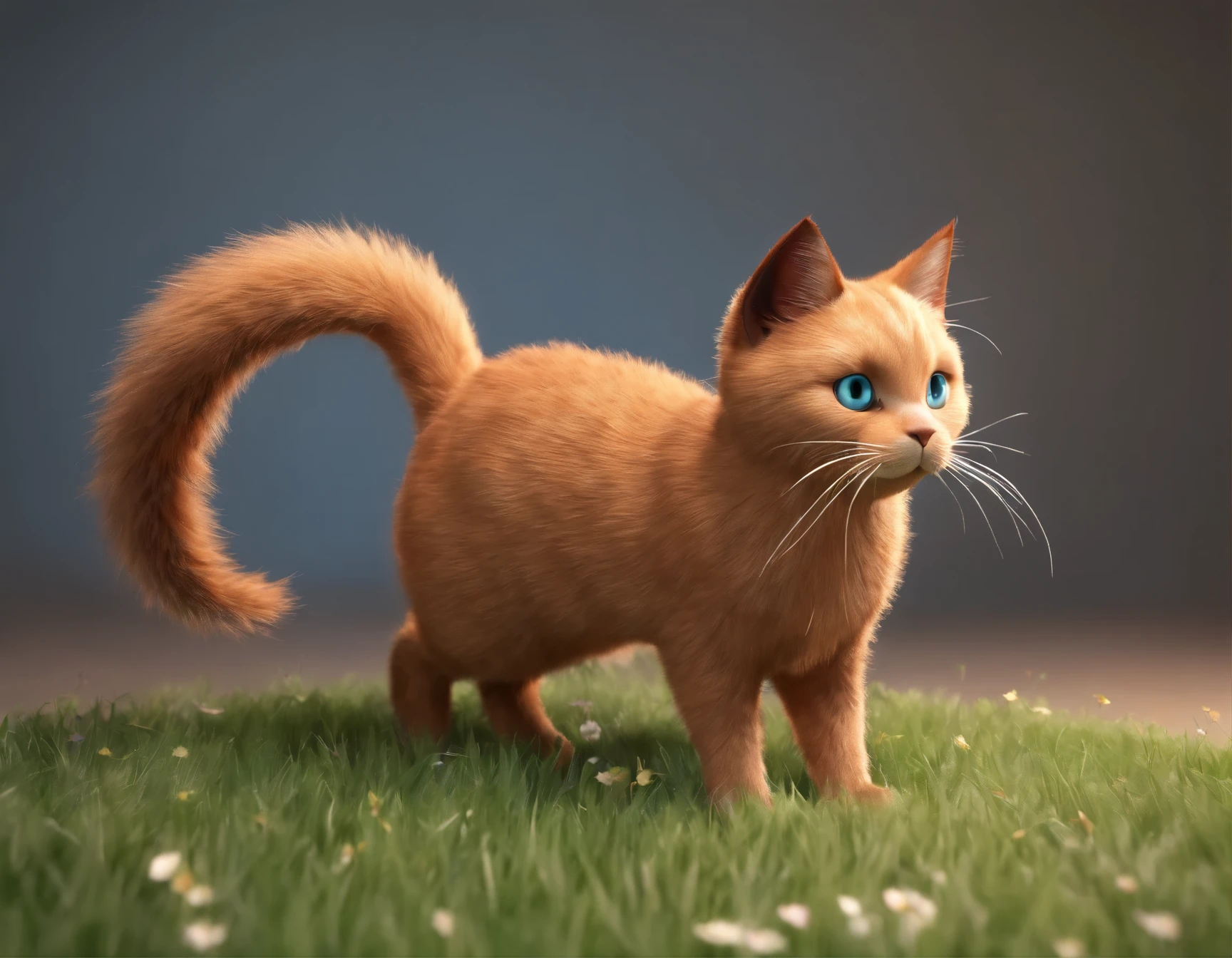 Brown cat with spring whiskers