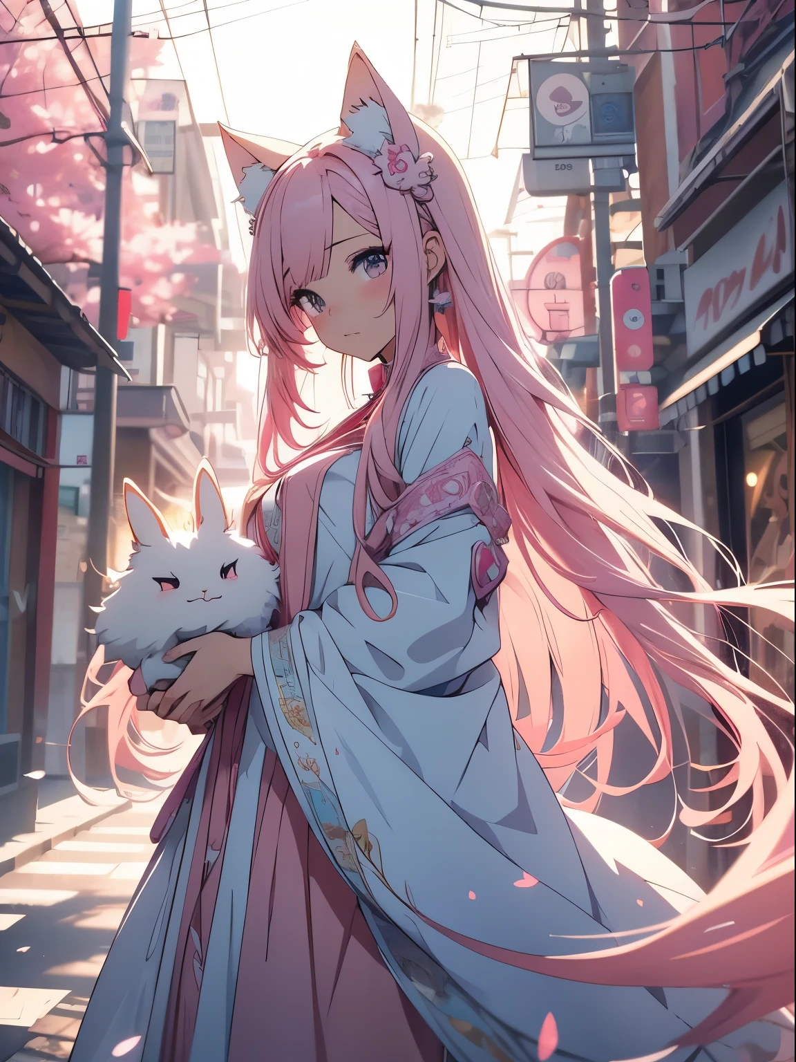 Long pink hair anime girl holding a white rabbit, Cute anime waifu in a nice dress, Anime Art Wallpapers 8K, Anime Wallpaper, 4K Anime Style, anime art wallpaper 4k, anime art wallpaper 4k, Estilo Nice anime, Beautiful Anime Girls, Long Hair Anime, Very beautiful anime cat girl, Nice anime, 4KAnime Wallpaper
