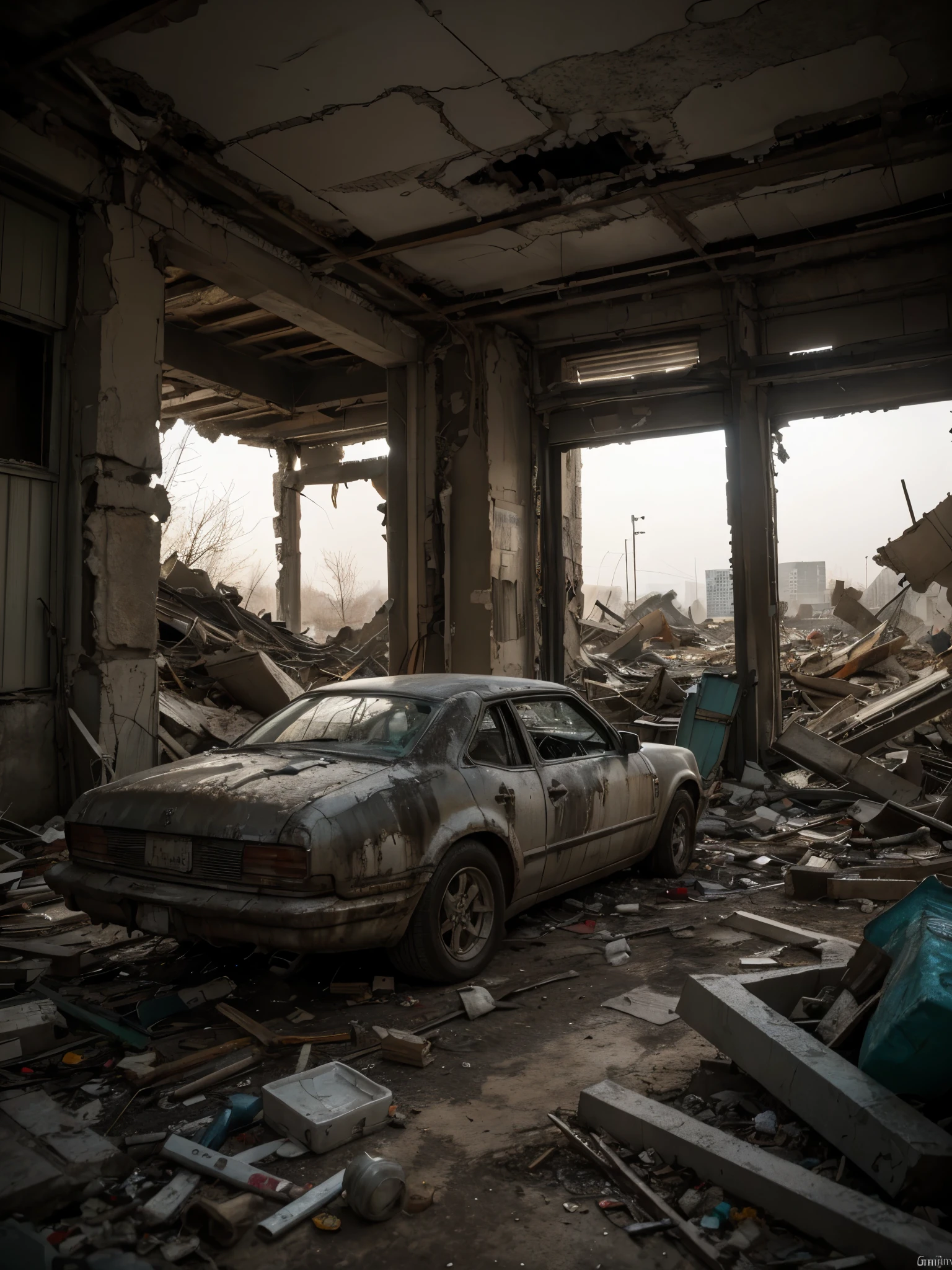 (Highest quality:1.3), cinematic shot, masterpiece, (sharp focus:1.5), (photorealistic:1.3), medium portrait of ruins of Liberty Statue, broken pieces of th estatue, dusty statue, typical color of lady-liberty, torn USA flag, Against the backdrop of a desolate post-apocalypse, Ruined New York, Ruins of the Liberty Statue (lady-liberty), the wind, dust, Destroyed buildings, Skeletons of burnt cars, Oppressive atmosphere, Dirty skies, photo realism, Sharp focus, Human bones and skulls are scattered everywhere, garbage heaps,Wreckage of buildings, Fallout, Photo 3/4, Realistic Facial Skin, Dust on clothes, Oppressive atmosphere,