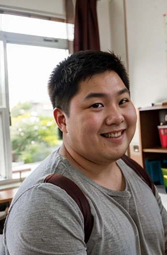 Giant，East Asian chubby student，Gay，Friend's house，Embarrassed and blushing，Chubby，Giant
