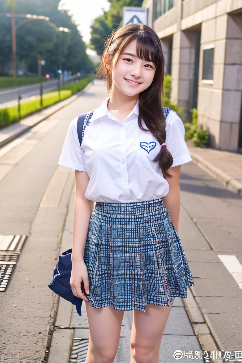 A 16-year-old high school student who is as cute as an idol、High 、I can see her ini skirt、Young cute face、Smiling Kindly、whole body、RAW Photos、Genuine、Real、realism、Raw photo、High resolution、Life、No copyright notice