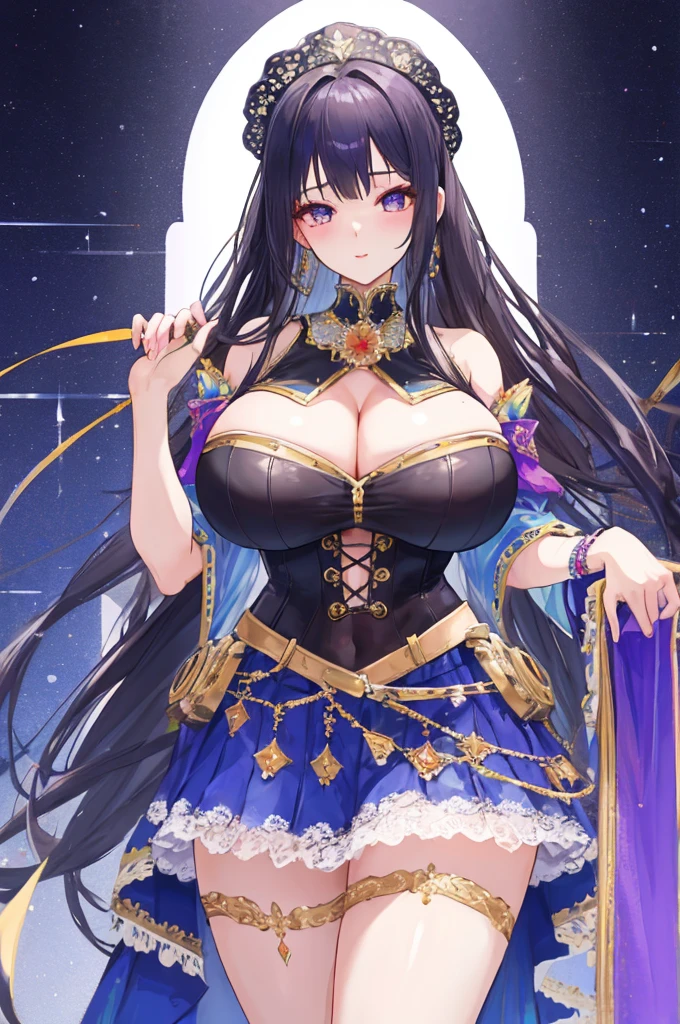 A woman with big ，Gorgeous woman，((Perfect idol))，transparent，Lace skirt，Smooth underbust，Long hair，Exquisite，pubic，Perfect body，