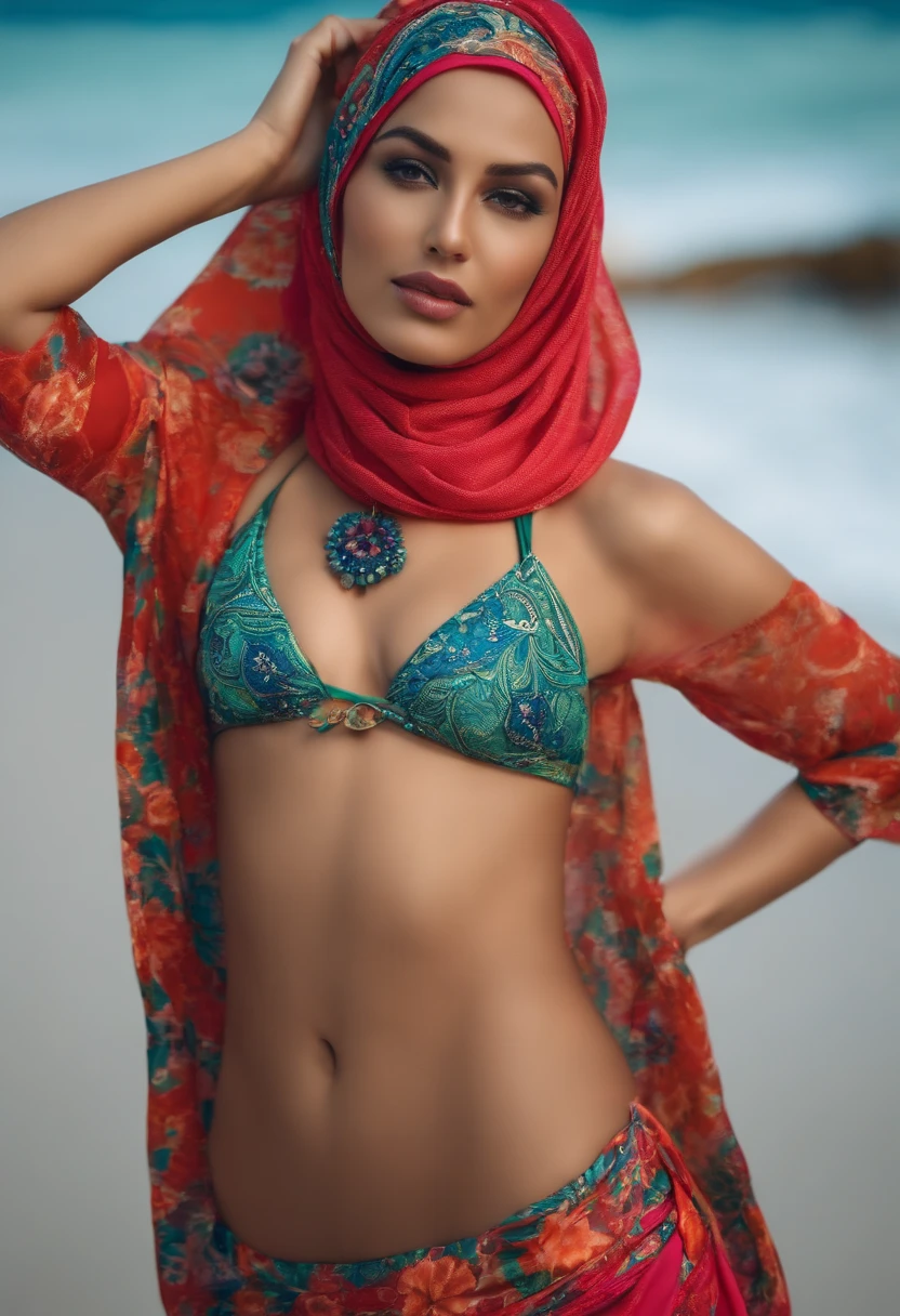 Woman in hijab wearing a bikini