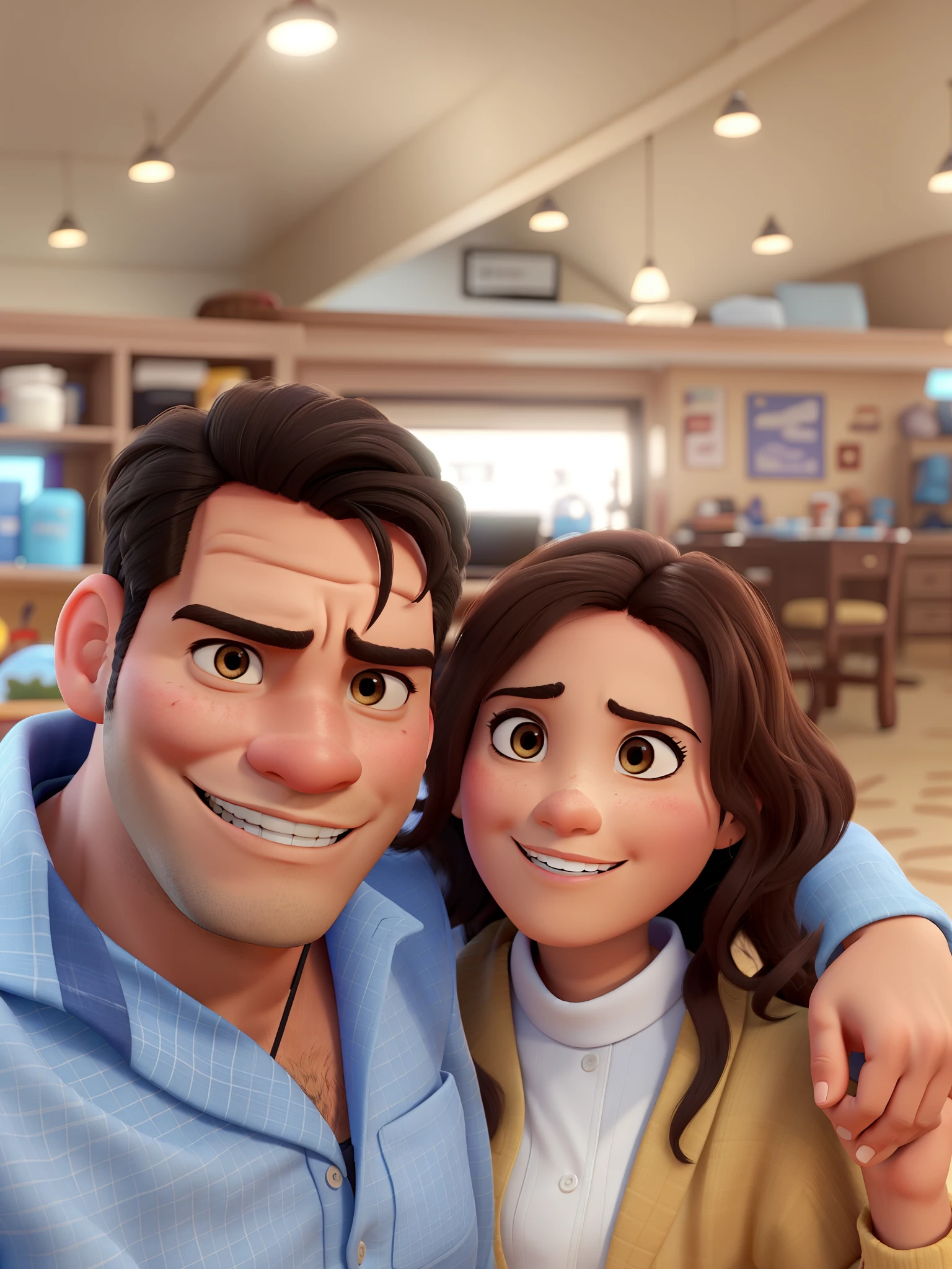 un hombre, Un y una mujer al estilo Disney Pixar, alta calidad, mejor calidad