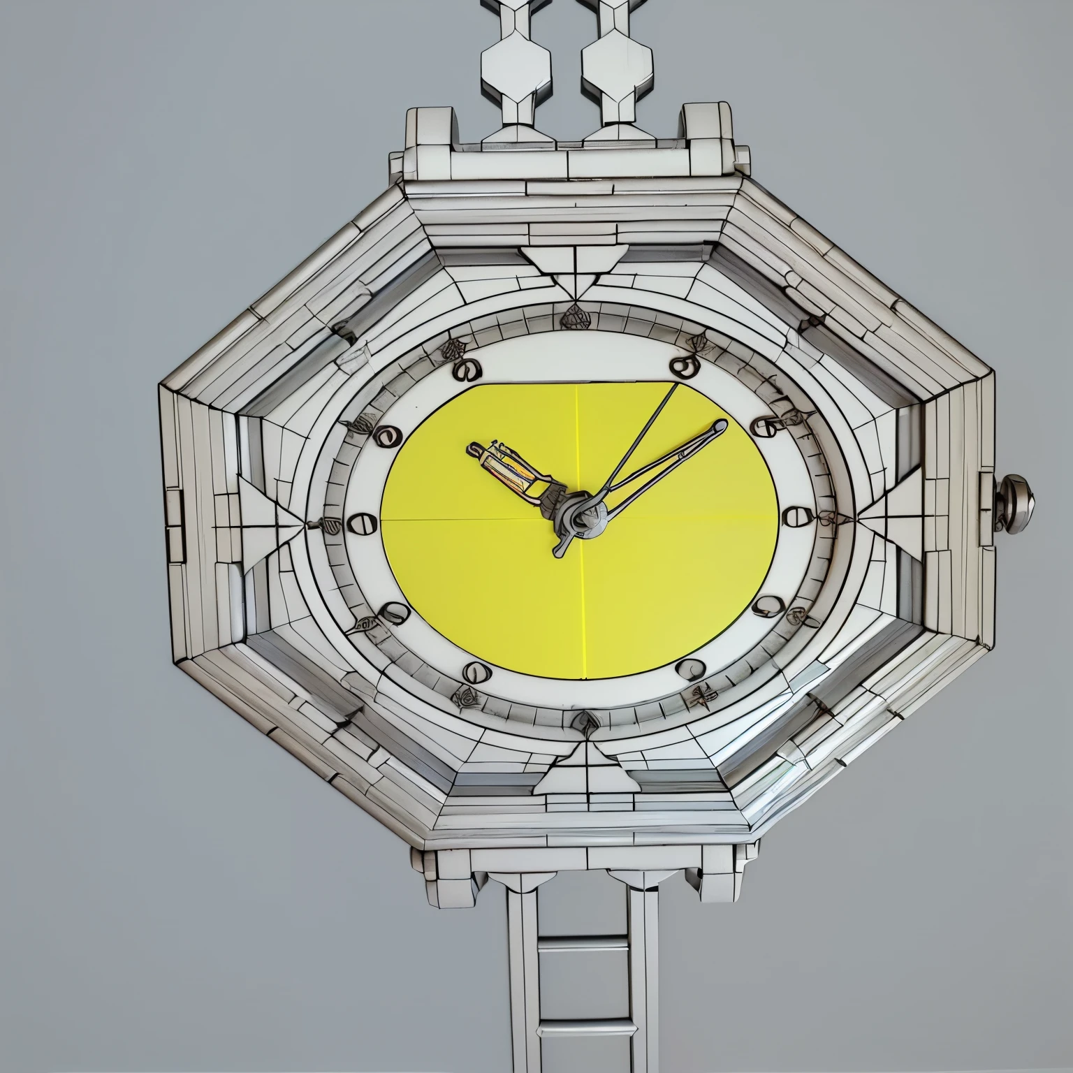 There is a picture of an octagonal dial, 超High Detail风格, perspective, Highly detailed models, 3D Modeling, High Detail, High Detail渲染, 超High Detail, isometric views, computer generated, Rendered 3d model, Detailed renderinging, Inspired by Lubin Baugin, Detailed technical drawings, Detailed rendering,Contains Chinese Bagua elements,Chinese Yin Yang Elements
