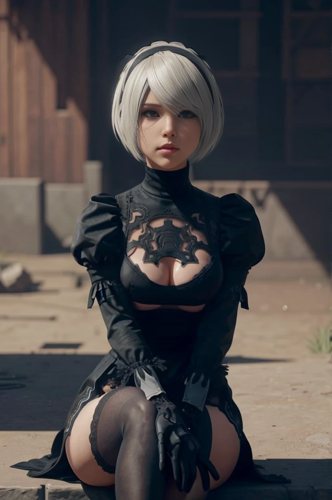 2B Nier Automata, (melhor qualidade,ultra-detalhado),(realista:1.37), rosto lindo e detalhado, textura ultra-realista, rosto delicado, athletic body, cores vivas. High definition, 8k