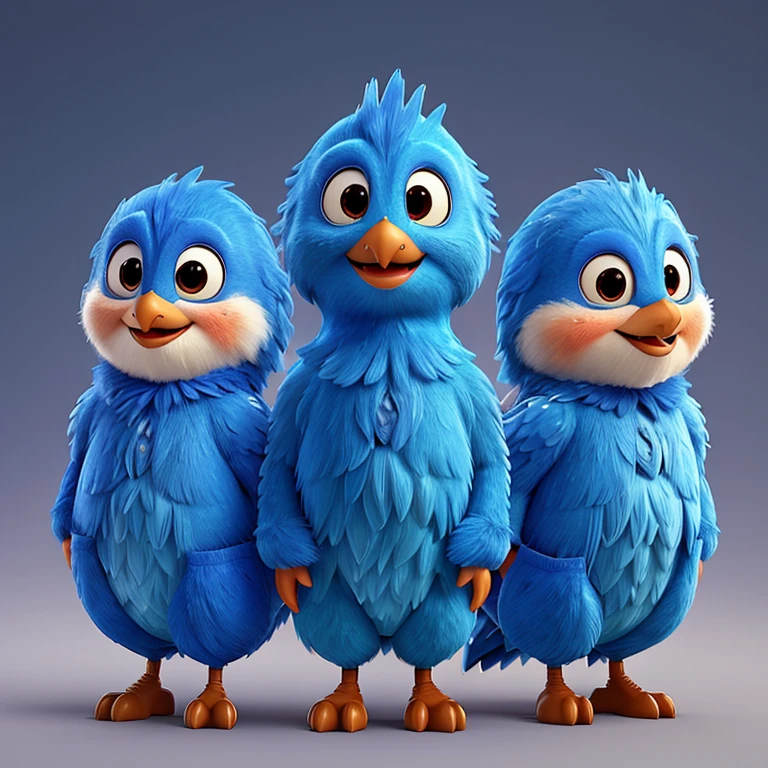 Several bluebirds standing next to each other、Illustration by Paul Bird、Trending on Pixabay、Folk art、Avatar Image、Scream、Clip Art、Rotate left front back