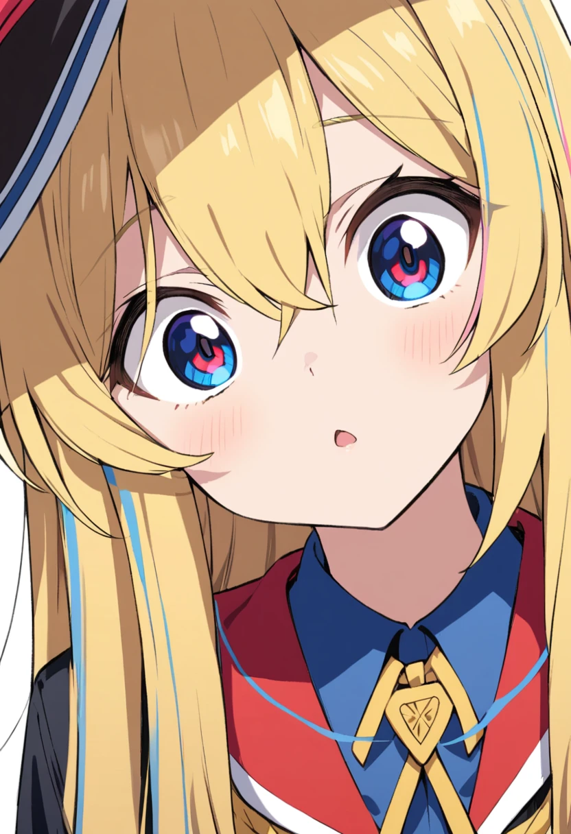 Chica, anime, long hair with red and blue lines, ojos bonitos