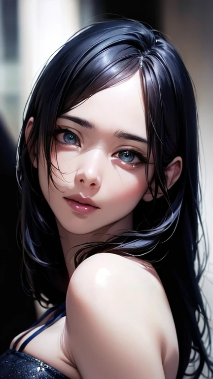 (highest quality、8k、32k、masterpiece)、(Realistic)、(Photorealistic:1.2)、(High resolution)、Very detailed、Very beautiful face and eyes、1 girl、Round and small face、(Droopy eyes:1.3), Narrow waist、Delicate body、(close、highest quality、Attention to detail、Rich skin detail)、(highest quality、8k、Oil paint:1.2)、Very detailed、(Realistic、Realistic:1.37)、Bright colors