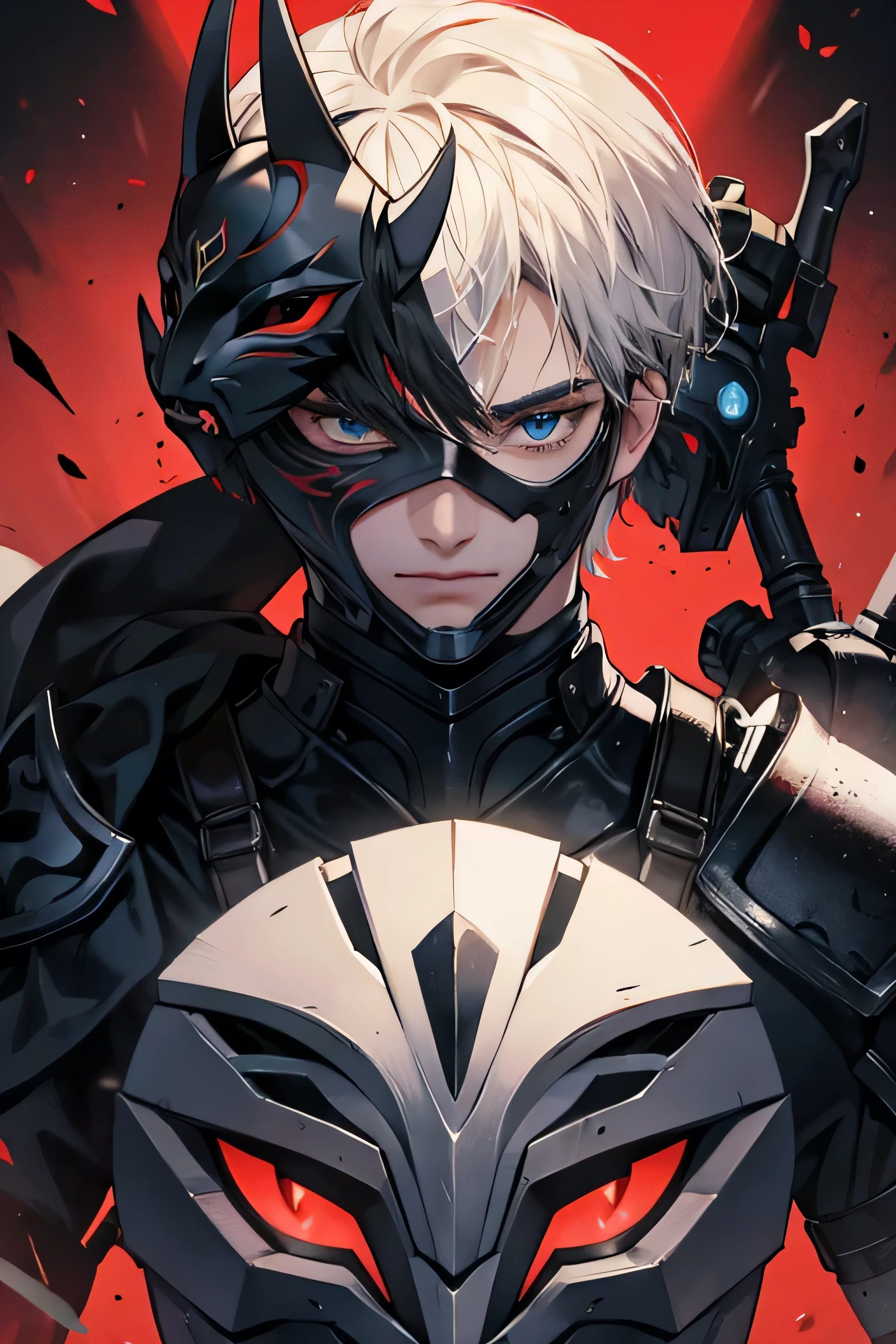 black、Armor、male、Deformed character、character、mask、I can't see your face、whole body、