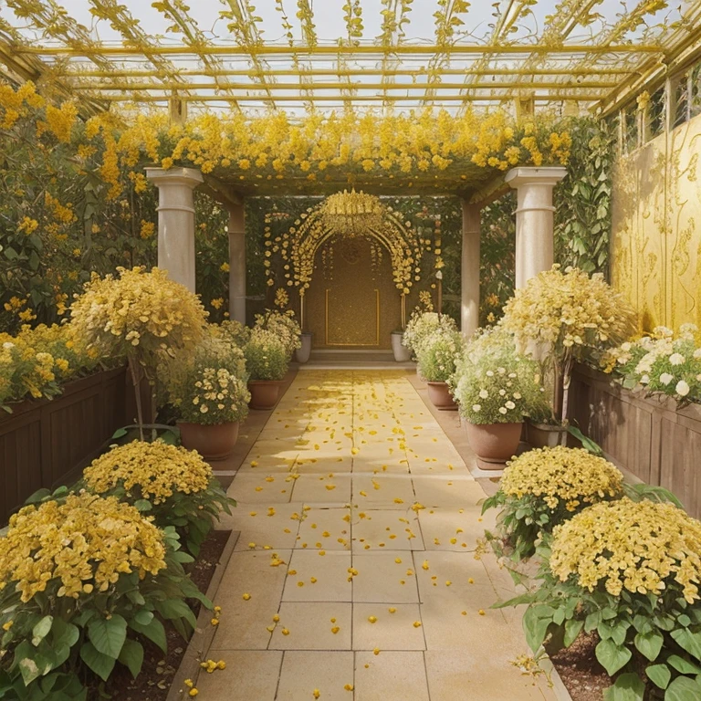 golden garden with gold flower