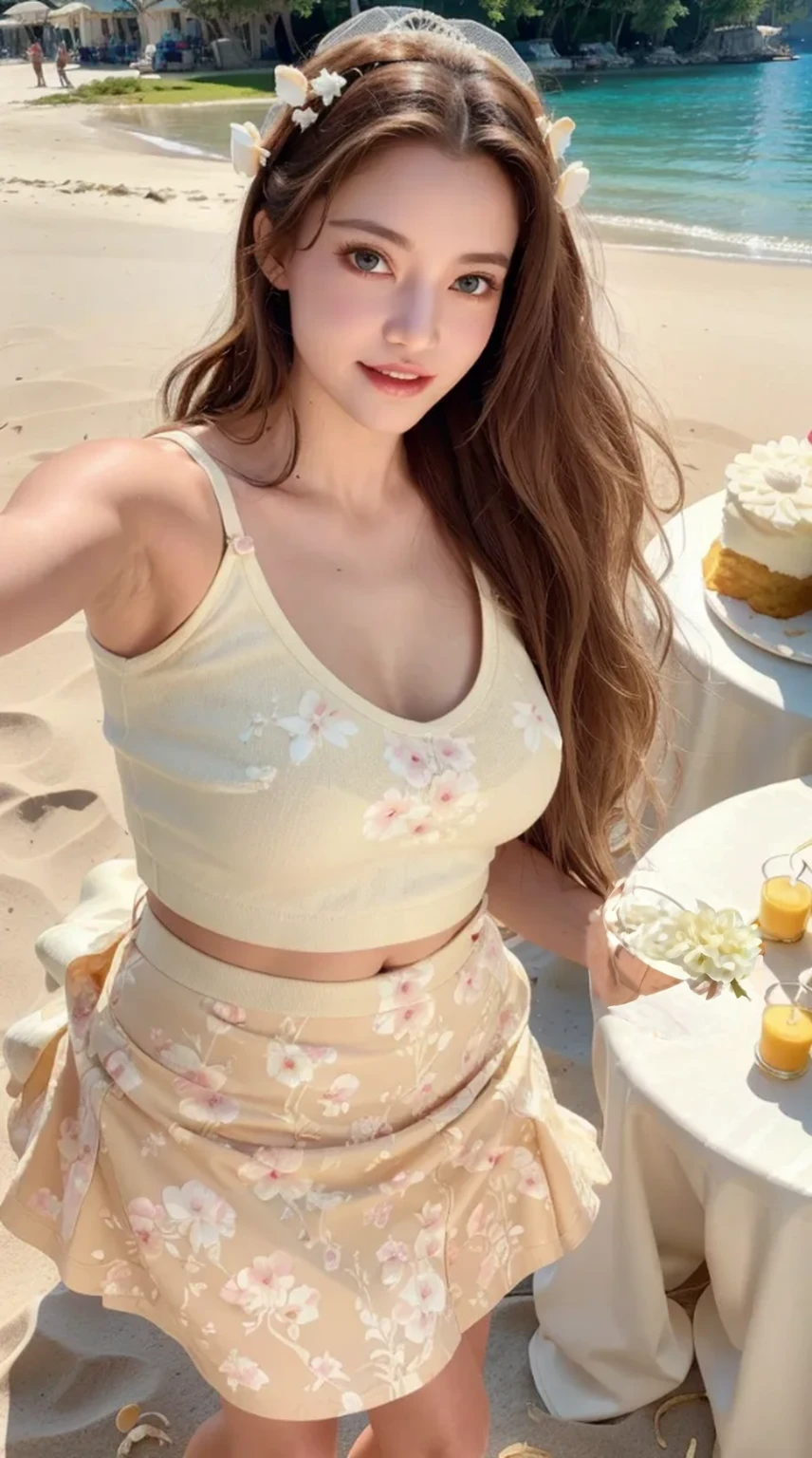 A large white flower ball covered the hand