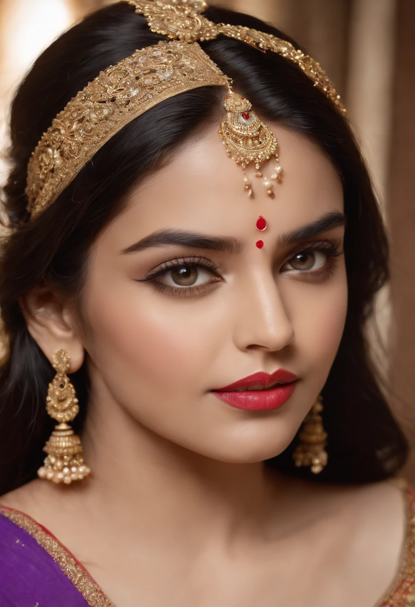 (photorealistic:1.37),indian women,sexy,detailed eyes,detailed lips,long black hair,golden jewelry,flowing fabrics,navel,sexy saree wearing ,vibrant colors,ornate headpiece,ornamental hilt,confident expression,graceful pose,beautiful,princess