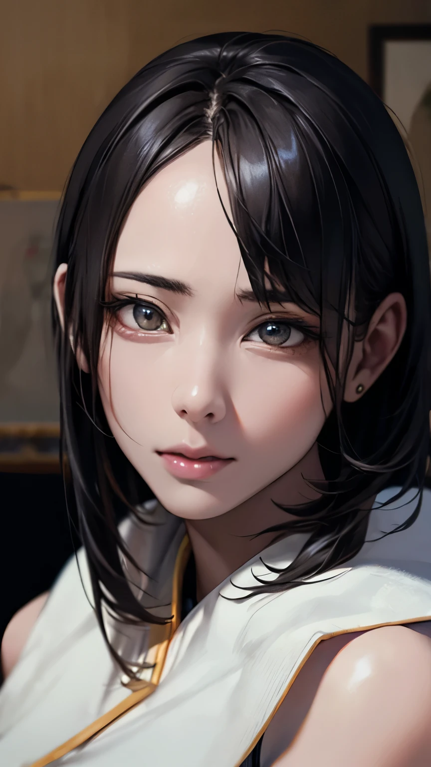 (highest quality、8k、32k、masterpiece)、(Realistic)、(Photorealistic:1.2)、(High resolution)、Very detailed、Very beautiful face and eyes、1 girl、Round and small face、(Droopy eyes:1.3), Narrow waist、Delicate body、(close、highest quality、Attention to detail、Rich skin detail)、(highest quality、8k、Oil paint:1.2)、Very detailed、(Realistic、Realistic:1.37)、Bright colors