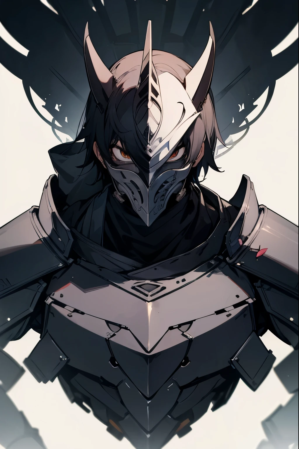 whole bodyが見える、maskをかぶっている、Black Hair、Based on black、Armor、male、character、mask、I can't see your face、whole body、Astringent、SF、Toes