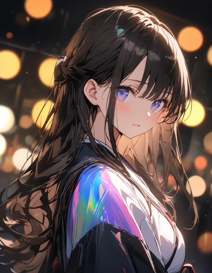最high quality, masterpiece, High resolution, One girl,chinese wedding dress,hair ornaments,necklace, jewelry,Beautiful Face,On top of that_body, Tyndall effect,Official anime moe art,(detailedな頭部、detailedな髪)、(Smooth Skin) Dark Studio, Rim Light, Two-tone lighting,(Skin with attention to detail:1.2), 8K Ultra HD, Digital SLR, Soft lighting, high quality, Volumetric lighting, Frank, photograph, High resolution, 4K, 8k, Bokeh、(最high quality、masterpiece、High resolution、detailed)、animeスタイル、Flat Style、(eyes shining iridescent colors illuminated light, 繊細でBeautiful Face, ), BREAK,Dynamic Angle、anime