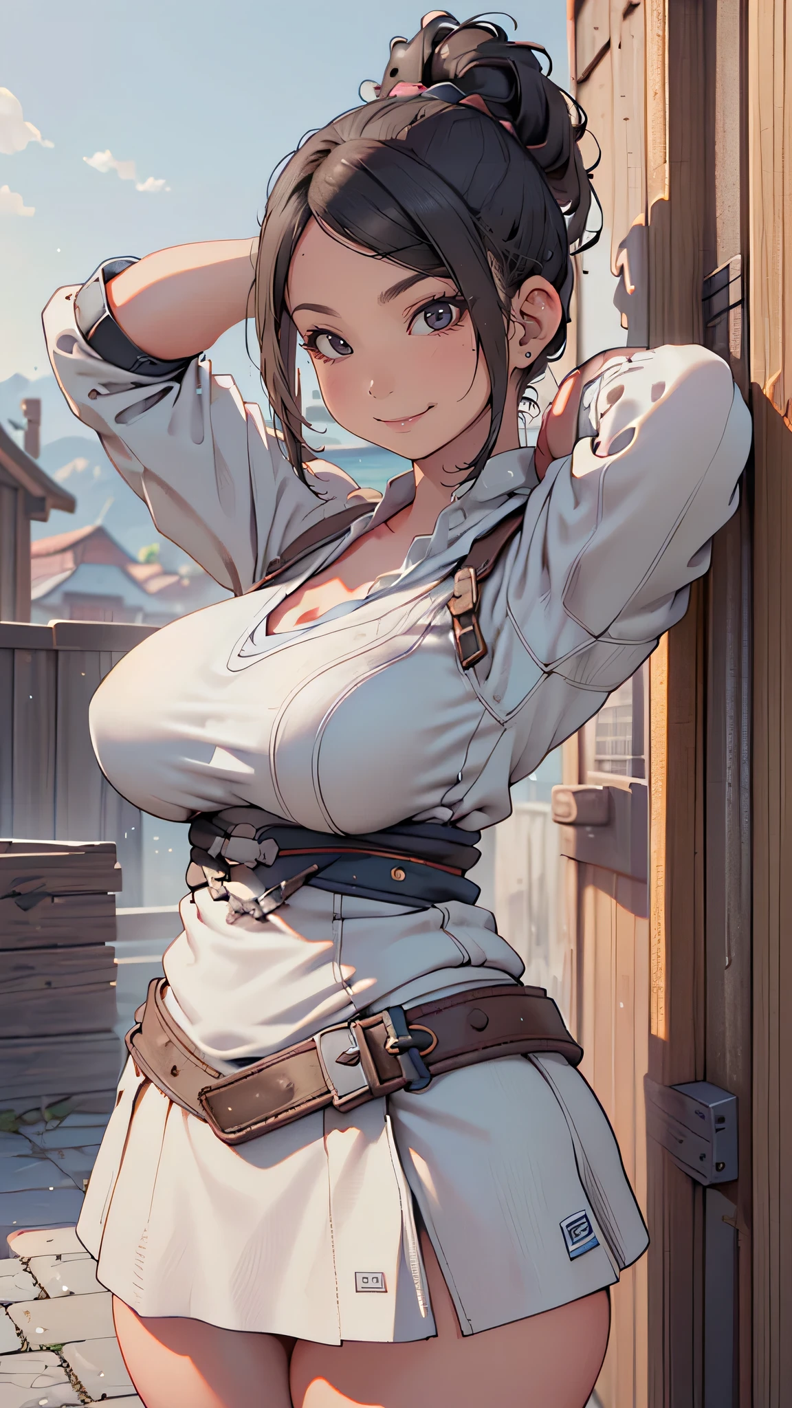 (random boyish fashion),(random pose),(random hairstyle),(large breasts:1.5),(Highest image quality, (8K), Ultra-realistic, Best Quality, High quality, High Definition, high quality texture, high detailing, Beautiful detailed, fine detailed, extremely details CG, Detailed texture, realistic representation of face, masterpiece, presence)