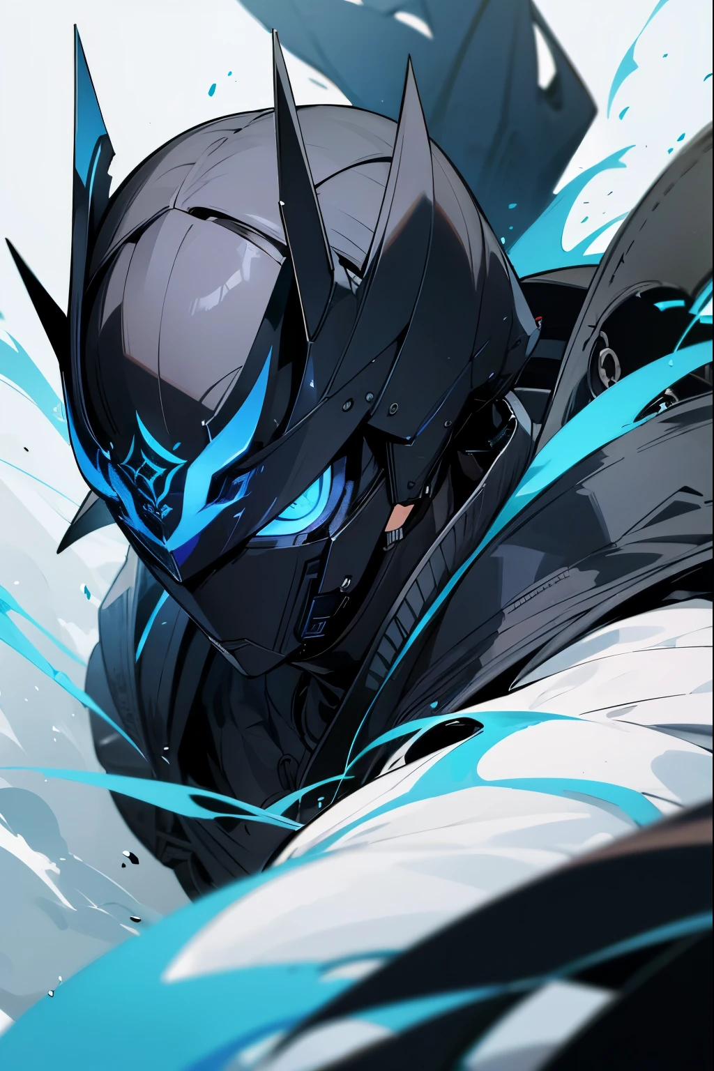 whole bodyが見える、maskをかぶっている、Black Hair、Based on black and blue、Armor、male、character、mask、I can't see your face、whole body、Astringent、SF、Toes