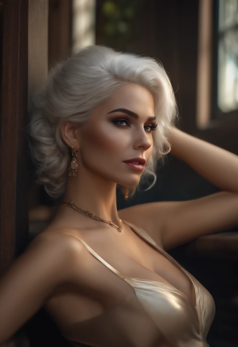 (((masterpiece))), (((4k, 8k, 16,))), (((ultra hd))), (((fine details))), (((beautiful woman))),( ((big abs))), (((photo realistic image))), (((ultra detailed image))), (((colors photo realistic))), (((anatomically correct hands))), (((beautiful face)))), woman beautiful face, semi transparent dress, beautiful woman, more_details:-1, more_details:0, more_details:0.5, more_details:1, more_details:1.5Nude woman white hair Pin UP y tattoo rain nights punk rock beer sitting on a coffin