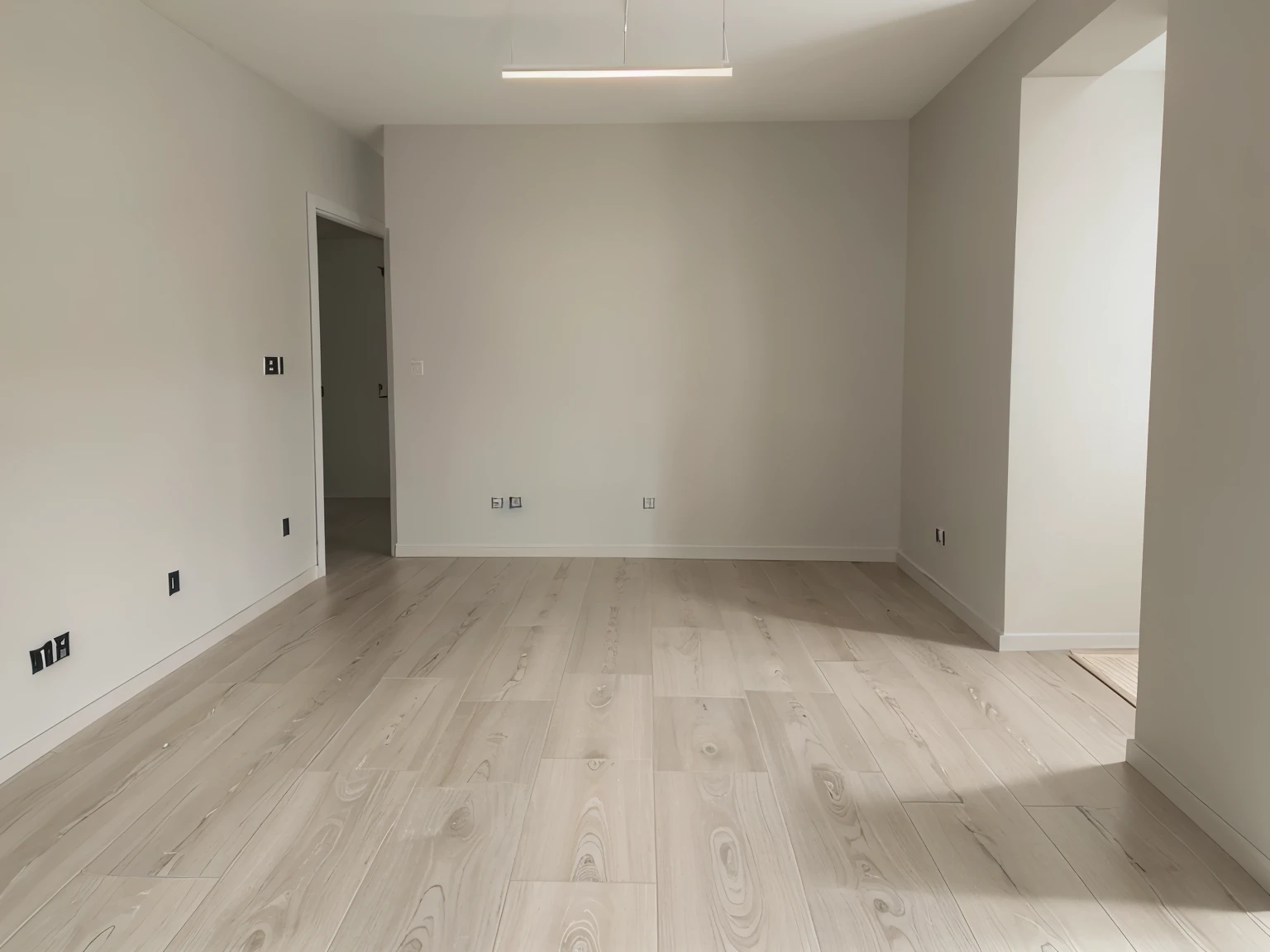 new flat, clean walls, smooth walls, Light grey walls, No furniture, laminate floor, matte floor, beige floor