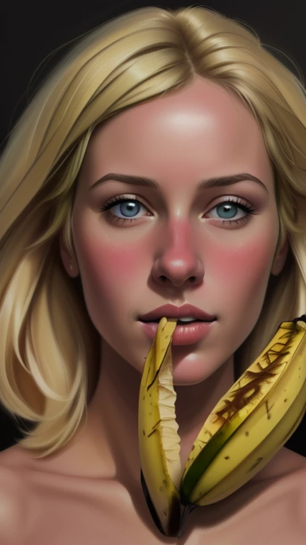 {{{highest quality}}}, {{Very detailed}}, {{Very delicate and beautiful}}, (highest quality, In 8K, 32k, )、realistic oil painting 、Girl wrapped in banana peel、Line art、Blonde
