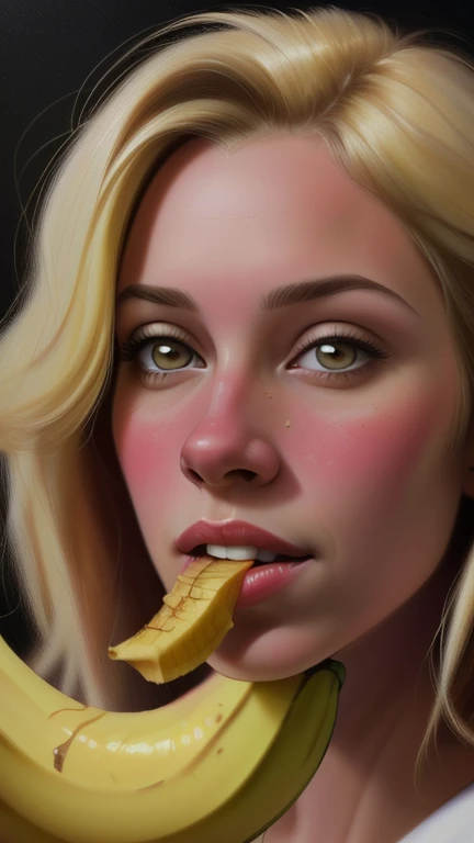 {{{highest quality}}}, {{Very detailed}}, {{Very delicate and beautiful}}, (highest quality, In 8K, 32k, )、realistic oil painting 、Girl wrapped in banana peel、Line art、Blonde