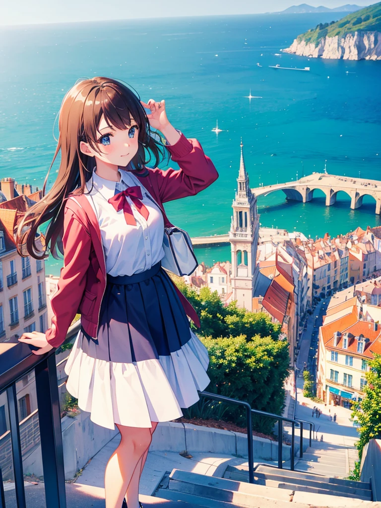 High  girls on a trip to France、Looks like a lot of fun、anime、Everything sparkles、Beautiful scenery、