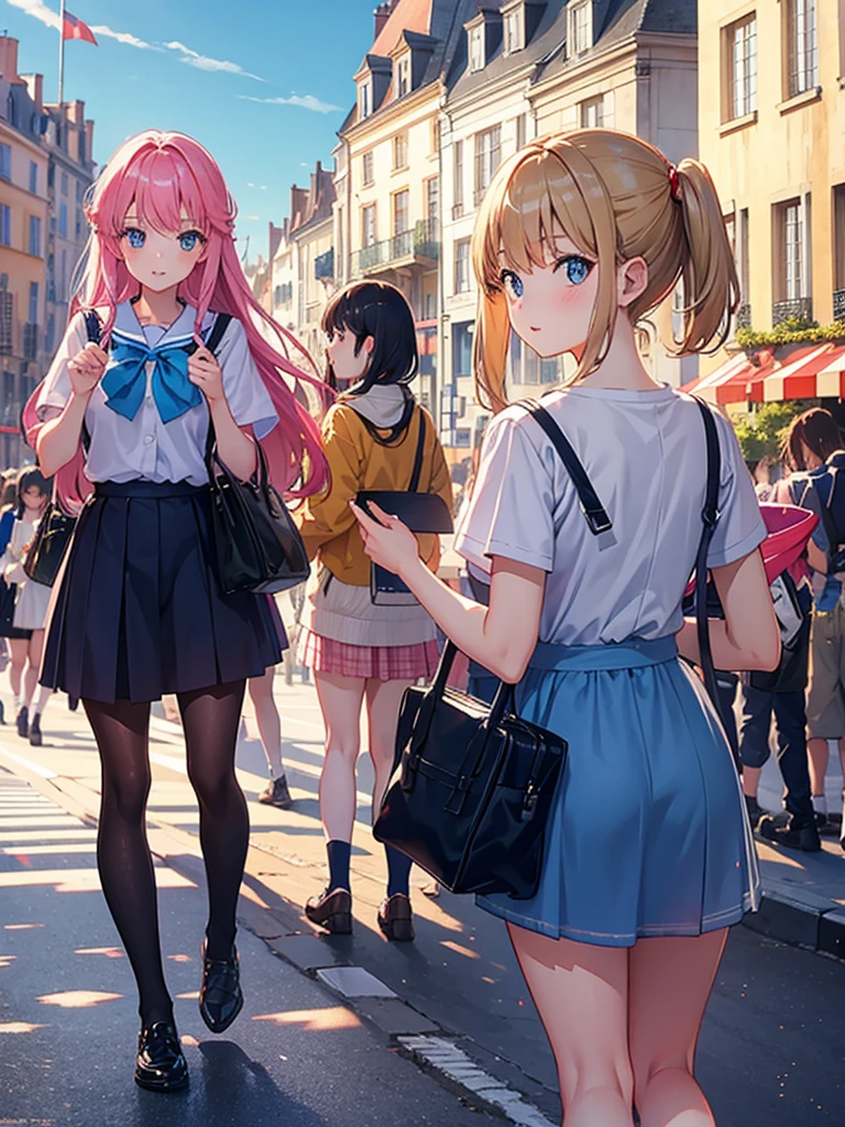 High school girls on a trip to France、Looks like a lot of fun、anime、Everything sparkles、Beautiful scenery、
