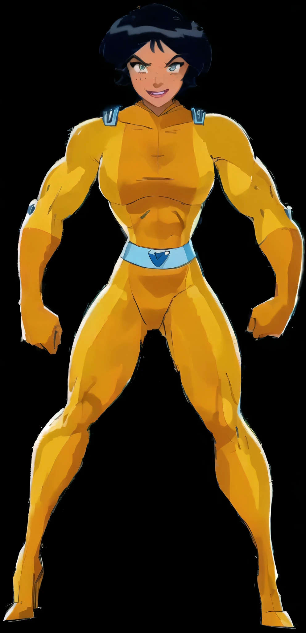 abs, four pack, a close up of a cartoon of a woman in a yellow outfit, vixen, knights of zodiac girl, misty, glamorous angewoman digimon, ripley scott, portrait of modern darna, jen zee, urusei yatsura, zora, cassandra cain in satin, hot reptile humanoid woman, inspired by Don Bluth, ripley, sil from species, a muscular